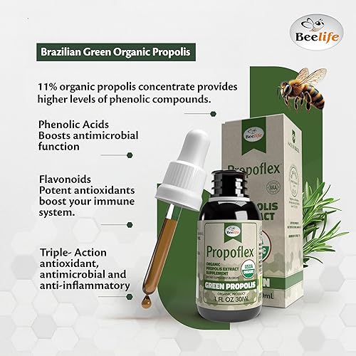Miniatura 2 de Propoflex Extracto de propóleo verde orgánico, altos niveles de artepilina-C, suplemento rico en antioxidantes para el bienestar general, suplemento