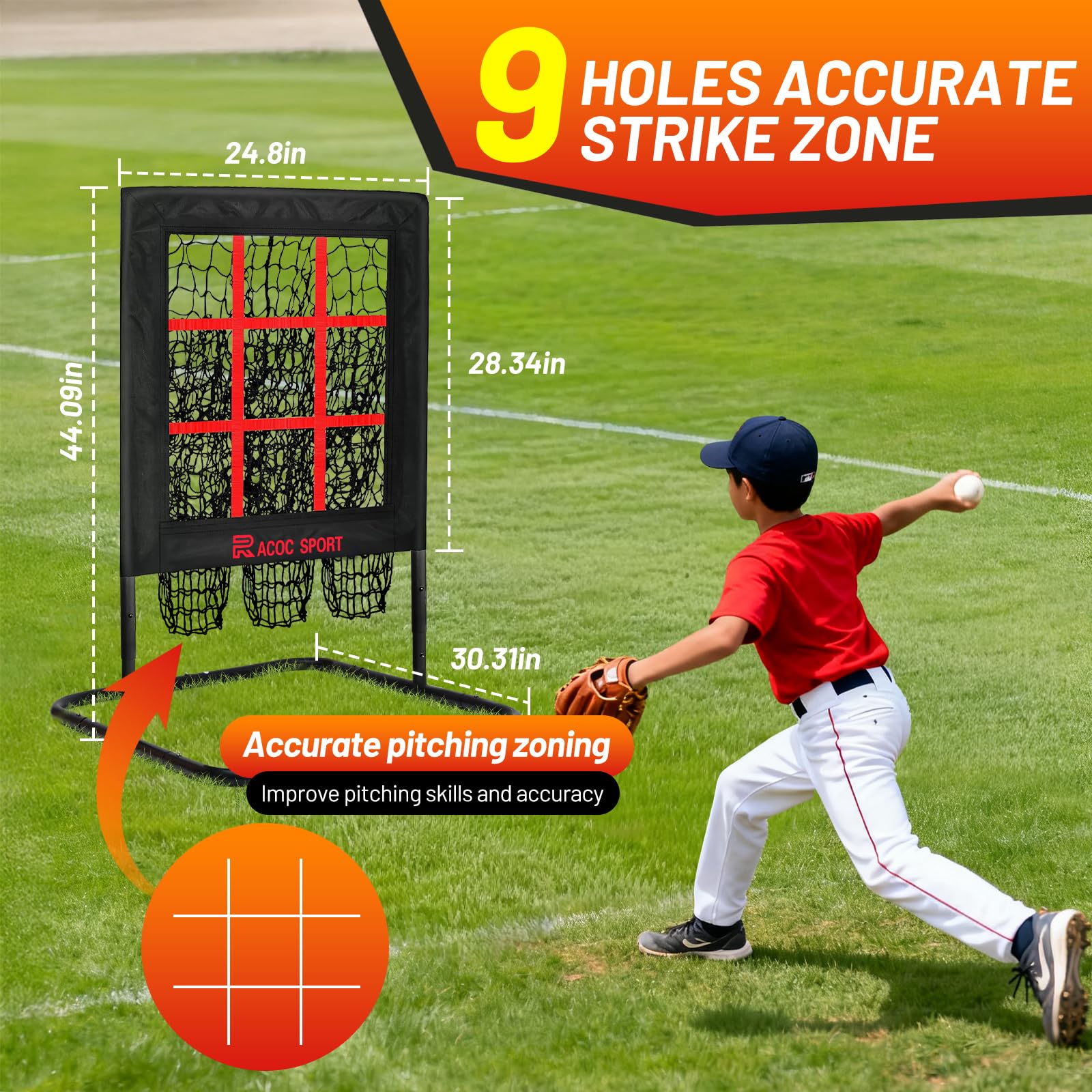 DRM Baseball Pitching Net, 9 Hole Baseball Softball Togo