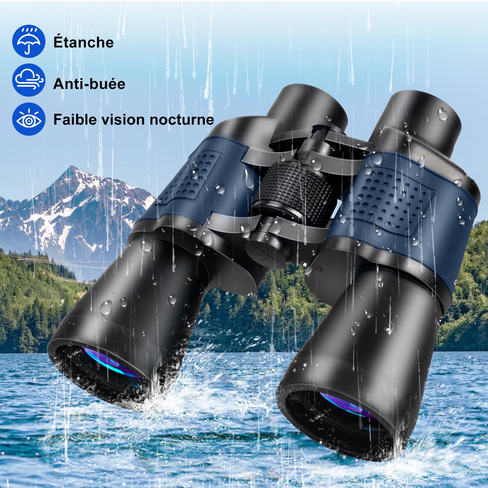 Jumelles 20x50 pour Adultes avec BAK4 Prism, FMC lentille, Compact, pour Observation des Oiseaux, Concerts, Chasse et Jeux de Sport, Jumelles pour Adultes et Enfants avec Adaptateur pour Smartphone