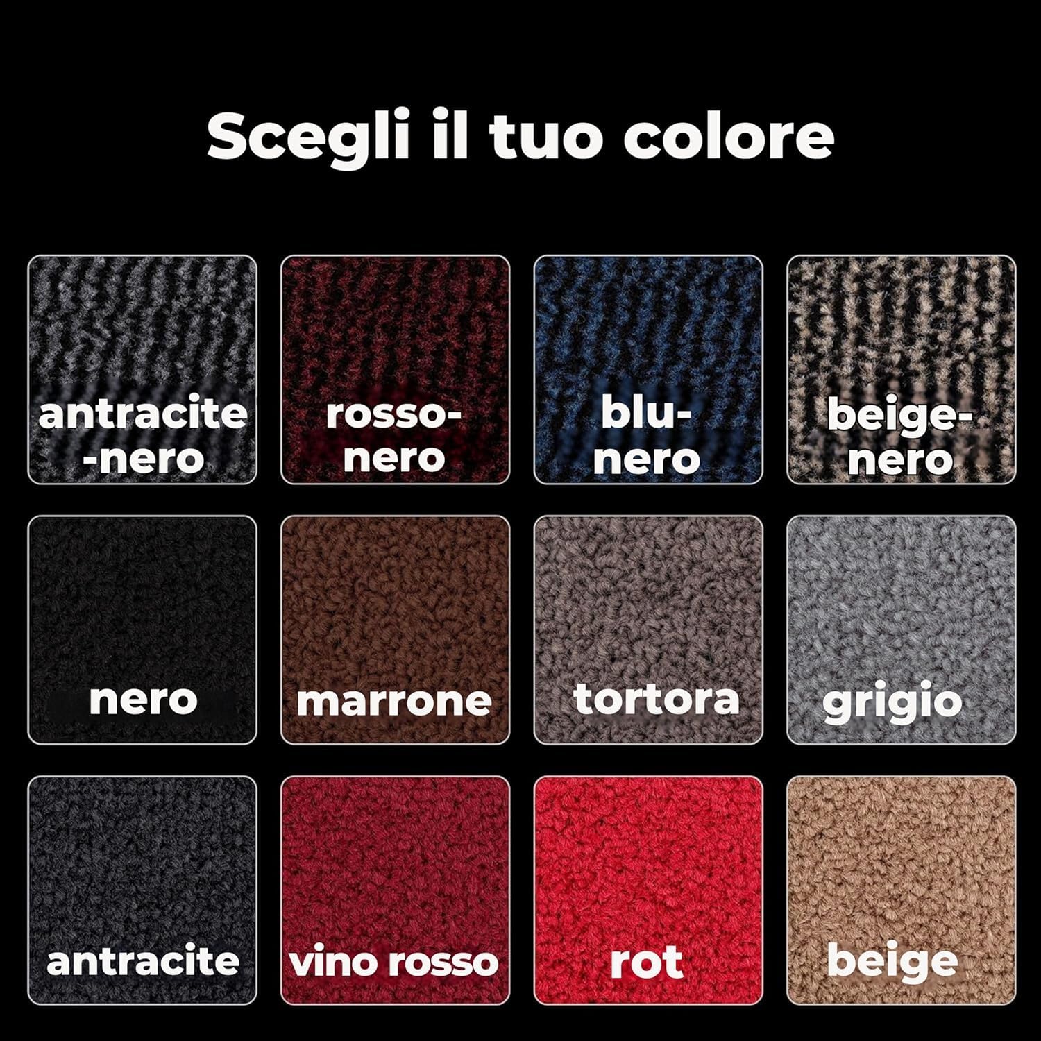 Carpet Diem Zerbino 40 x 60 cm - Tappeto ingresso antisporco - Interno ed Zerbino da Esterno, Tappetino antiscivolo per Porta, Tappeto antisporco per Porta d Ingresso - Nero-antracite
