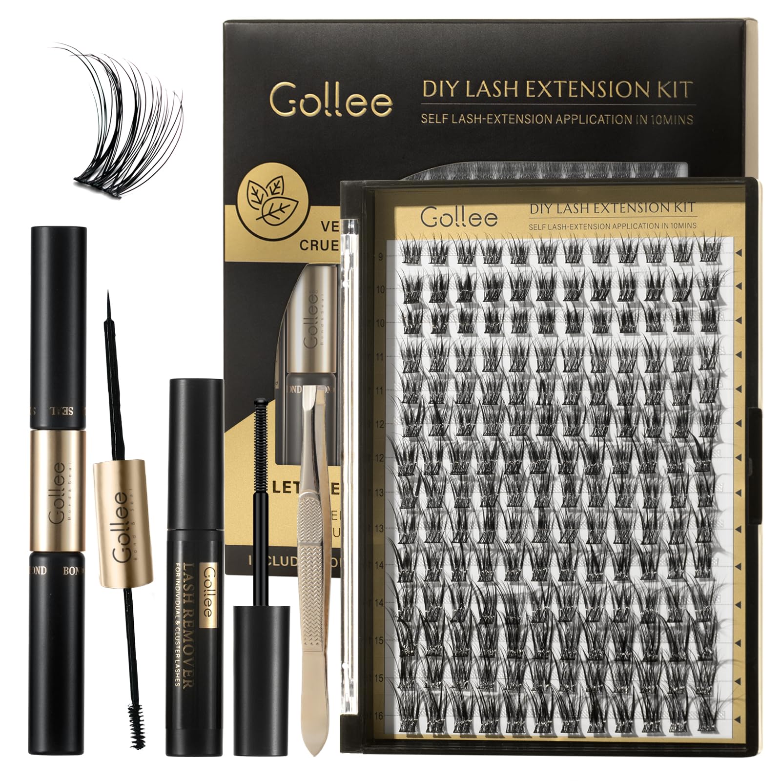 GOLLEE Pestañas Postizas Kit Pestañas Pelo a Pelo kit de Pestañas as Postizas Pelo a Pelo Kit Extensiones de Pestañas Lashes Pestañas kit Diy Lash Extension Kit de Rollo C 9-16MM D18