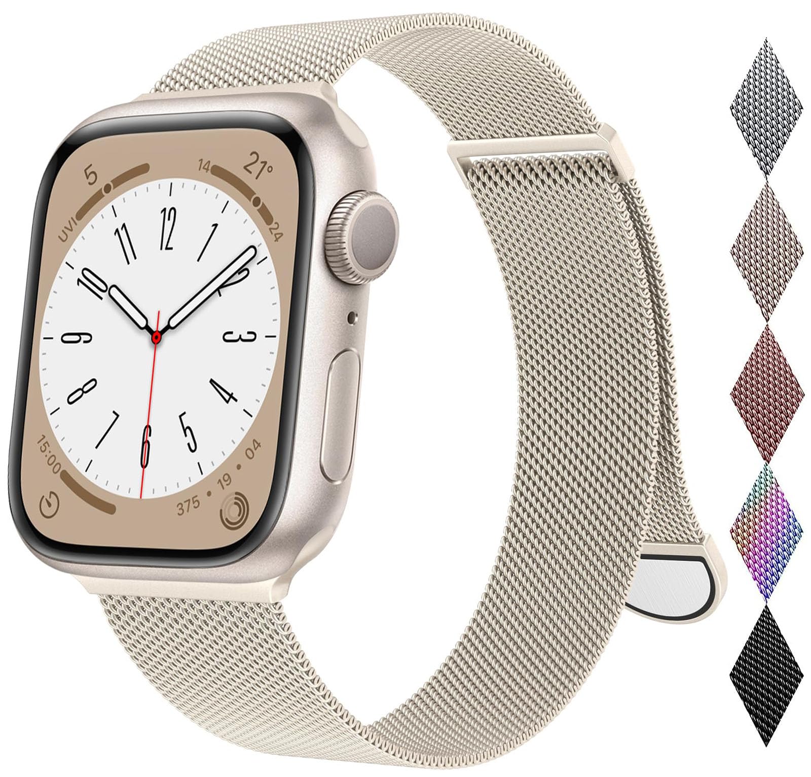Compatible for Apple Watch Band 45mm 42mm 44mm 49mm for Women Men, Stainless Steel Mesh Loop Magnetic Wristband