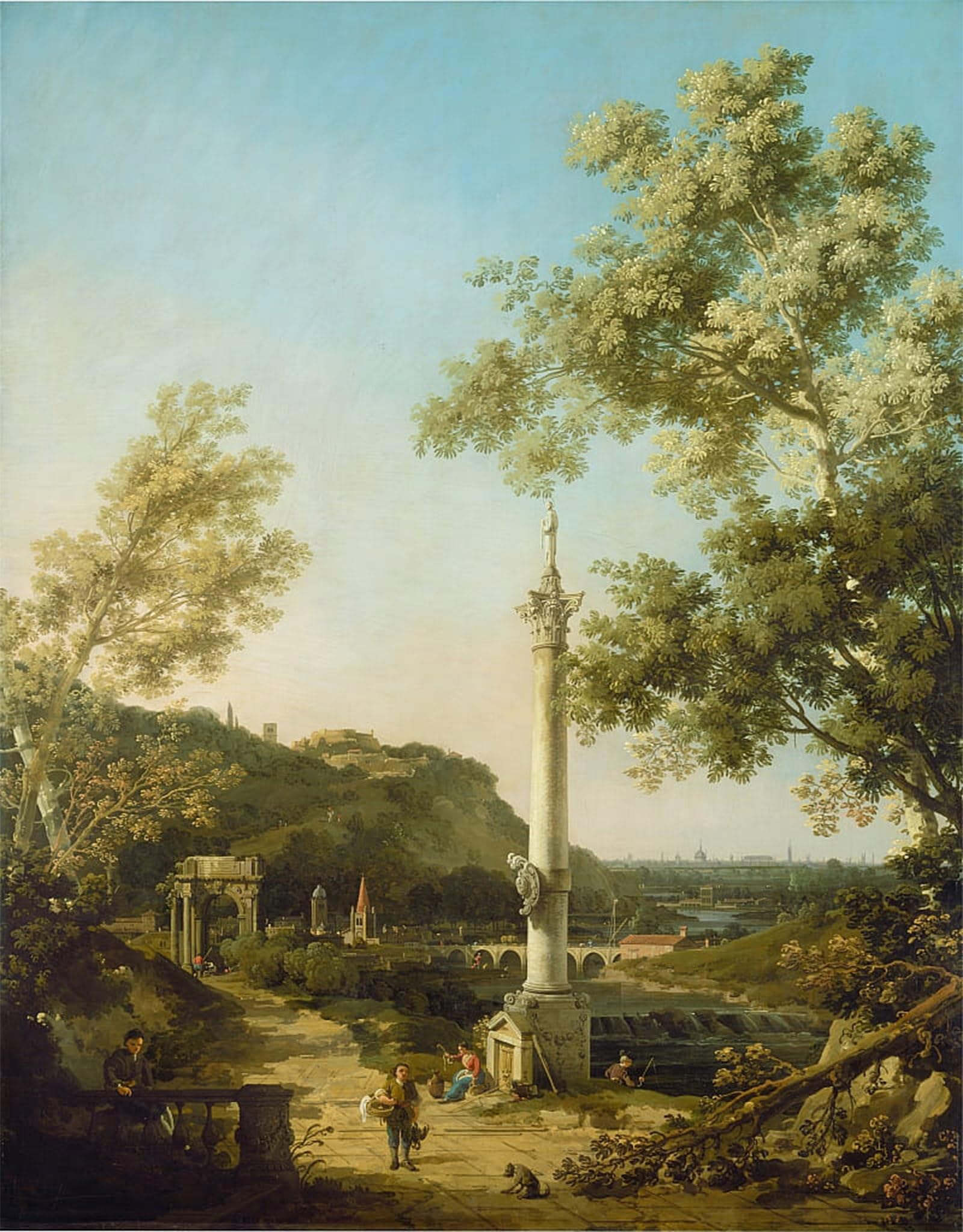 ARTXLXXBN Famous Print Painting Colorful Art Print English Landscape Capriiiccio with a Column by Canaletto Canvas Art Decorations for Home Decor 60x90cm