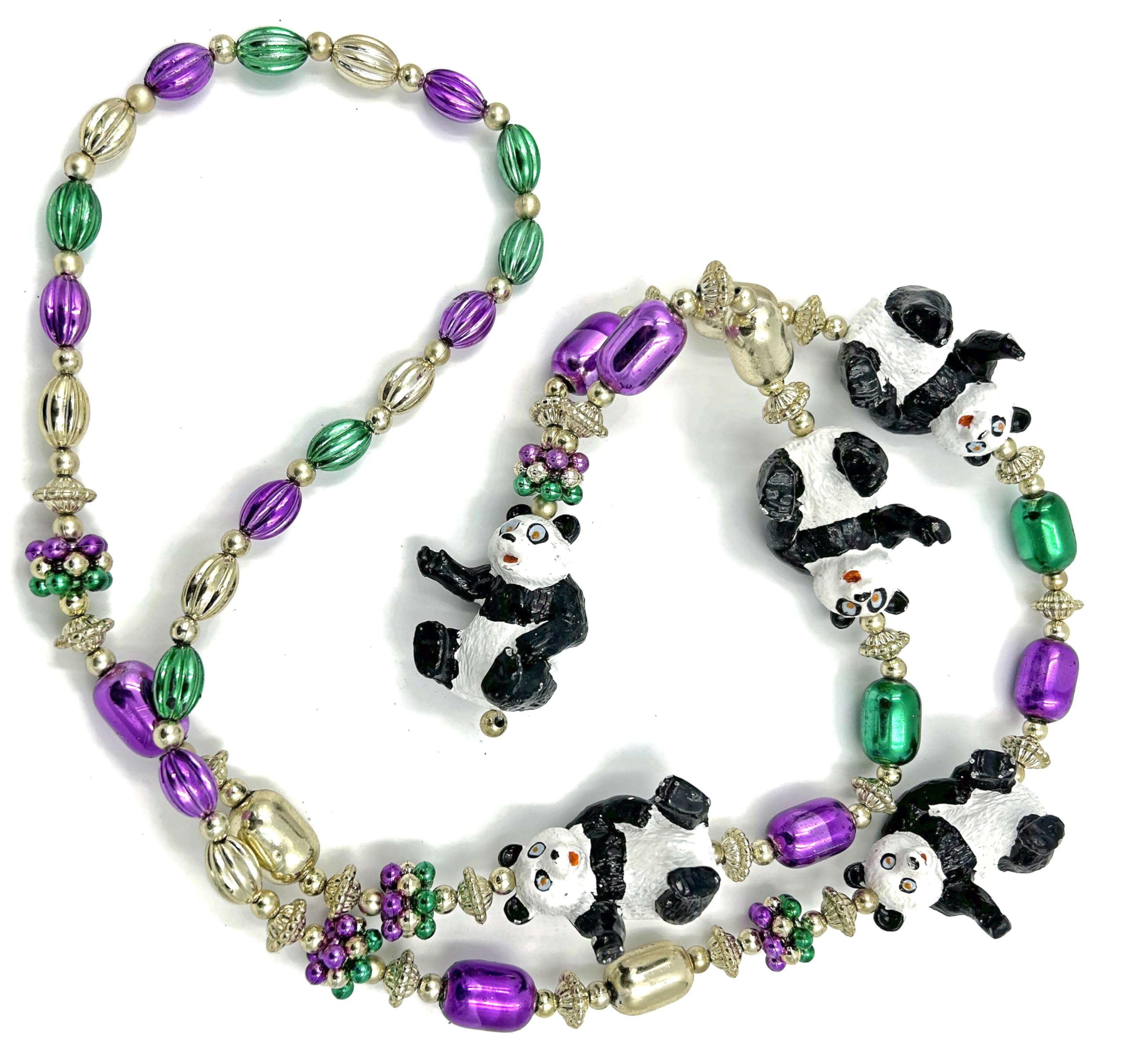 Panda Bear Mardi Gras Bead Necklace New Orleans Bears Zoo Animal