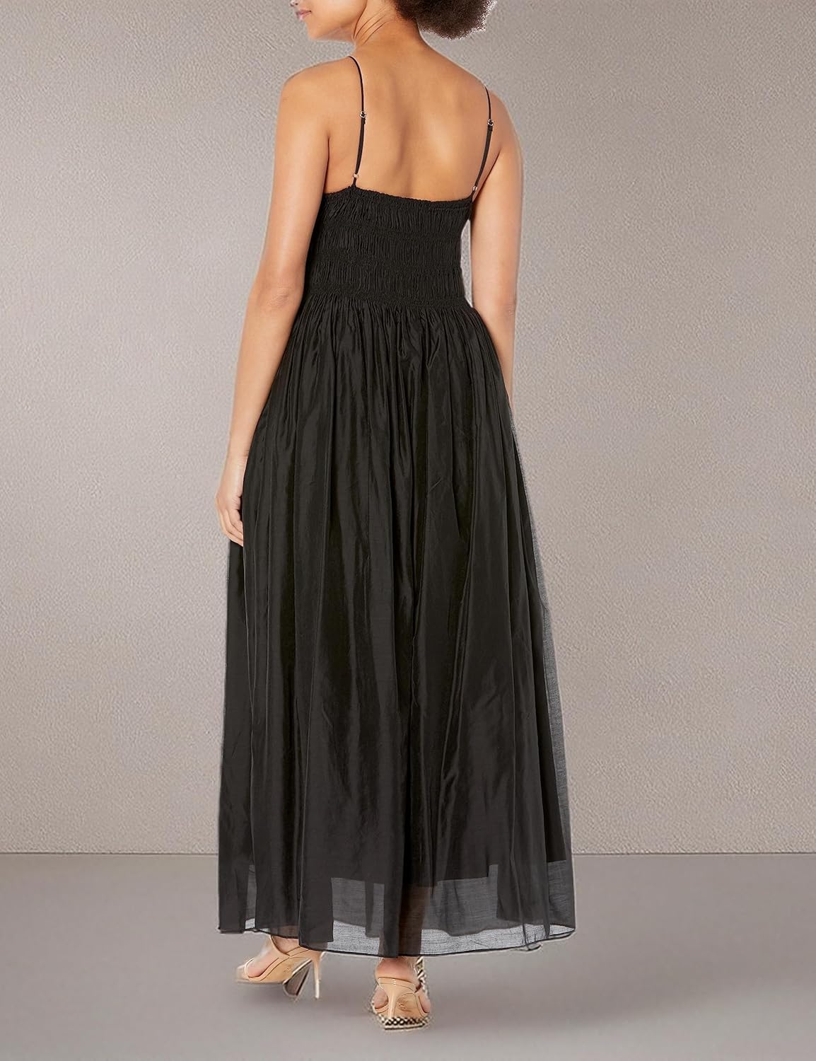 Moon River Womens V Neck Sleeveless Shirred Midi Dress - Image 3