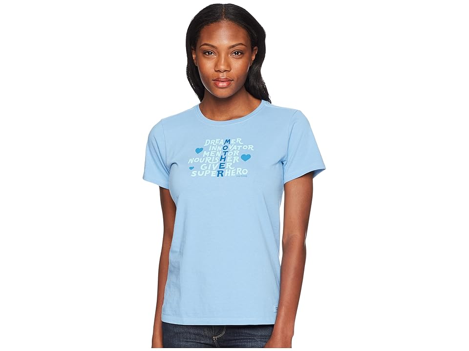 

Life is Good Mother Superpowers Crusher Tee (Powder Blue) Women's T Shirt