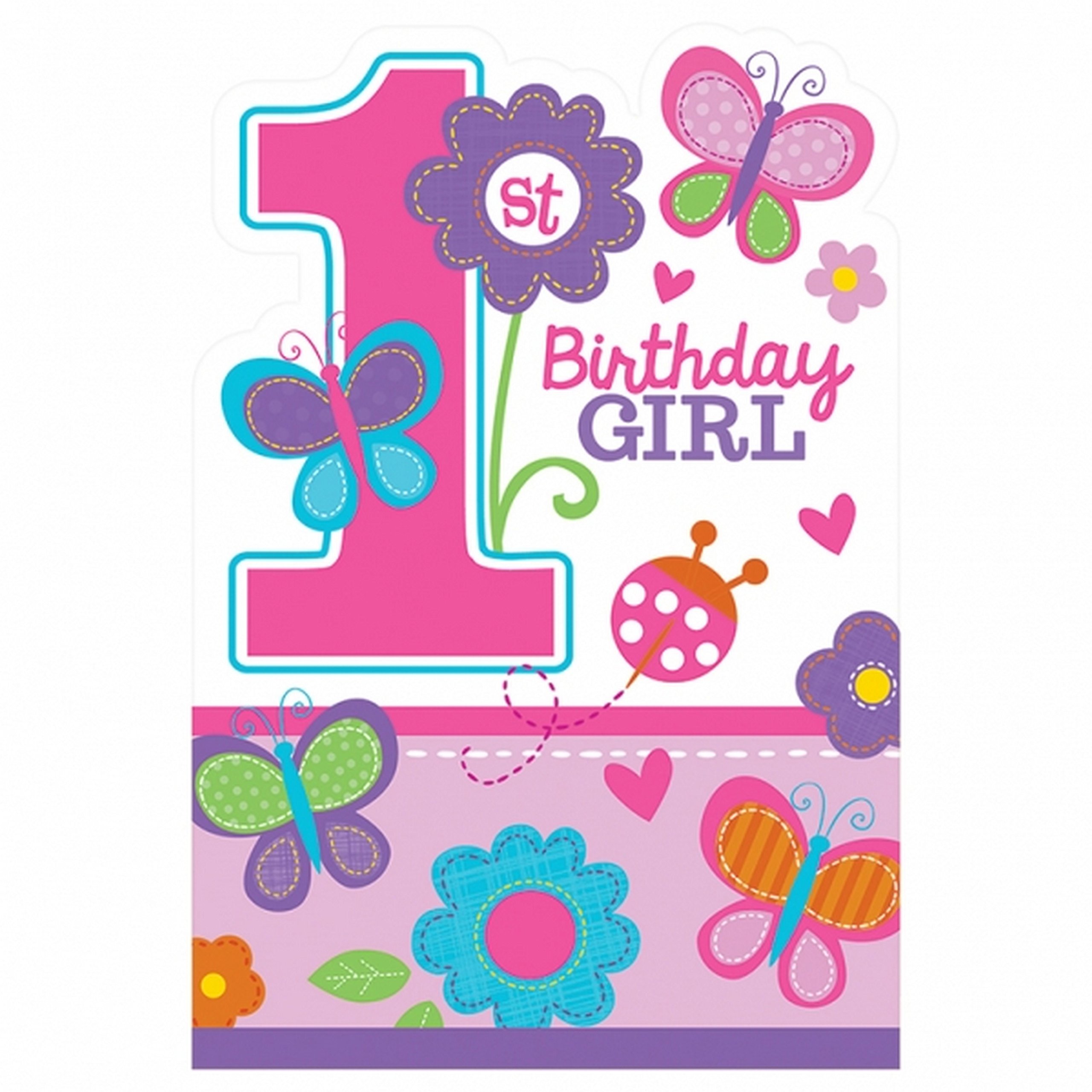 Sweet Birthday Girl Die-Cut Invitations and Envelopes /8