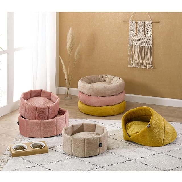 Foto 2 de 5 de Love Story, Cesta Redonda de poliéster, D48 x 16 cm, diseño Boho Gato, Madera de Rosa