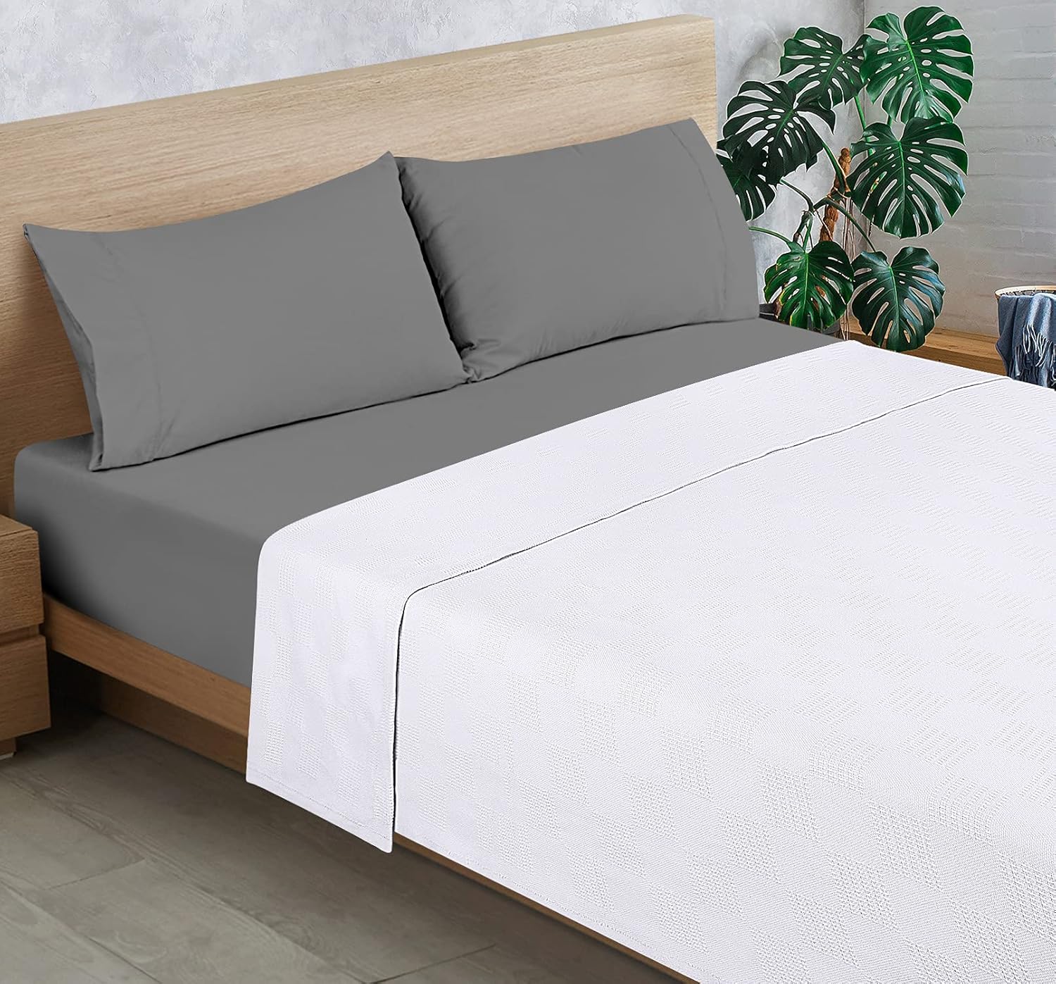 Utopia Bedding Cotton Queen Blanket White - 90x90 Inches Blanket for Bed - 350 GSM Soft Breathable Blanket : Home & Kitchen