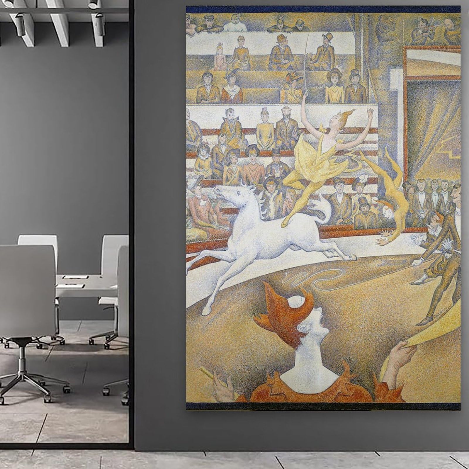 generisch The Circus by Georges Seurat, impresiones en lienzo modernas, pinturas decorativas para habitación de niños o niñas, murales para sala de estar y pinturas con motivos navideños 30,5 x 45,5