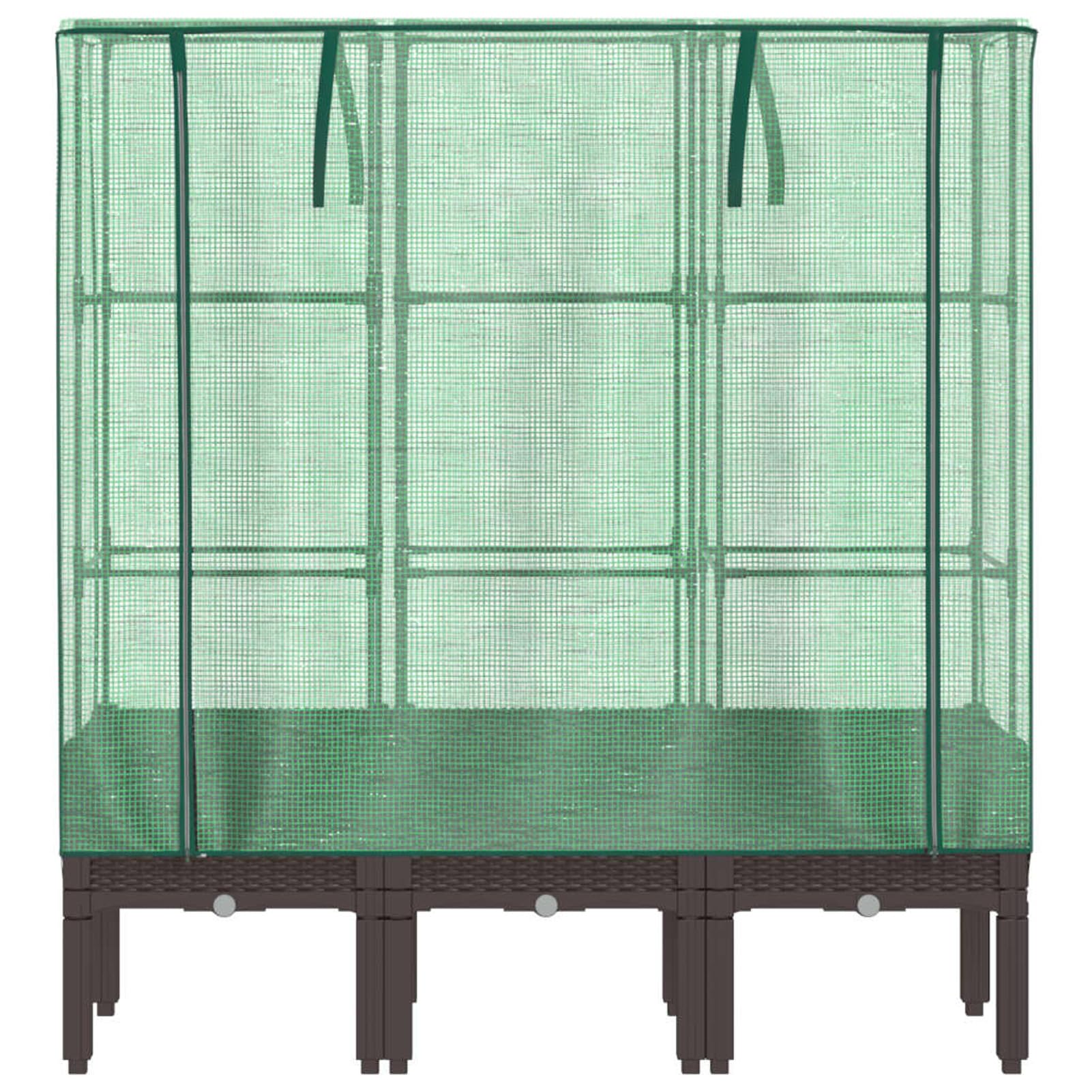 Homgoday Hochbeet mit Gewächshaus-Aufsatz Pflanzkasten Gemüsebeet Blumenkasten Blumenbeet Gartenbeet Pflanzbeet Frühbeet für Balkon Garten Terrasse Rattan-Optik 120x40x140 cm Braun
