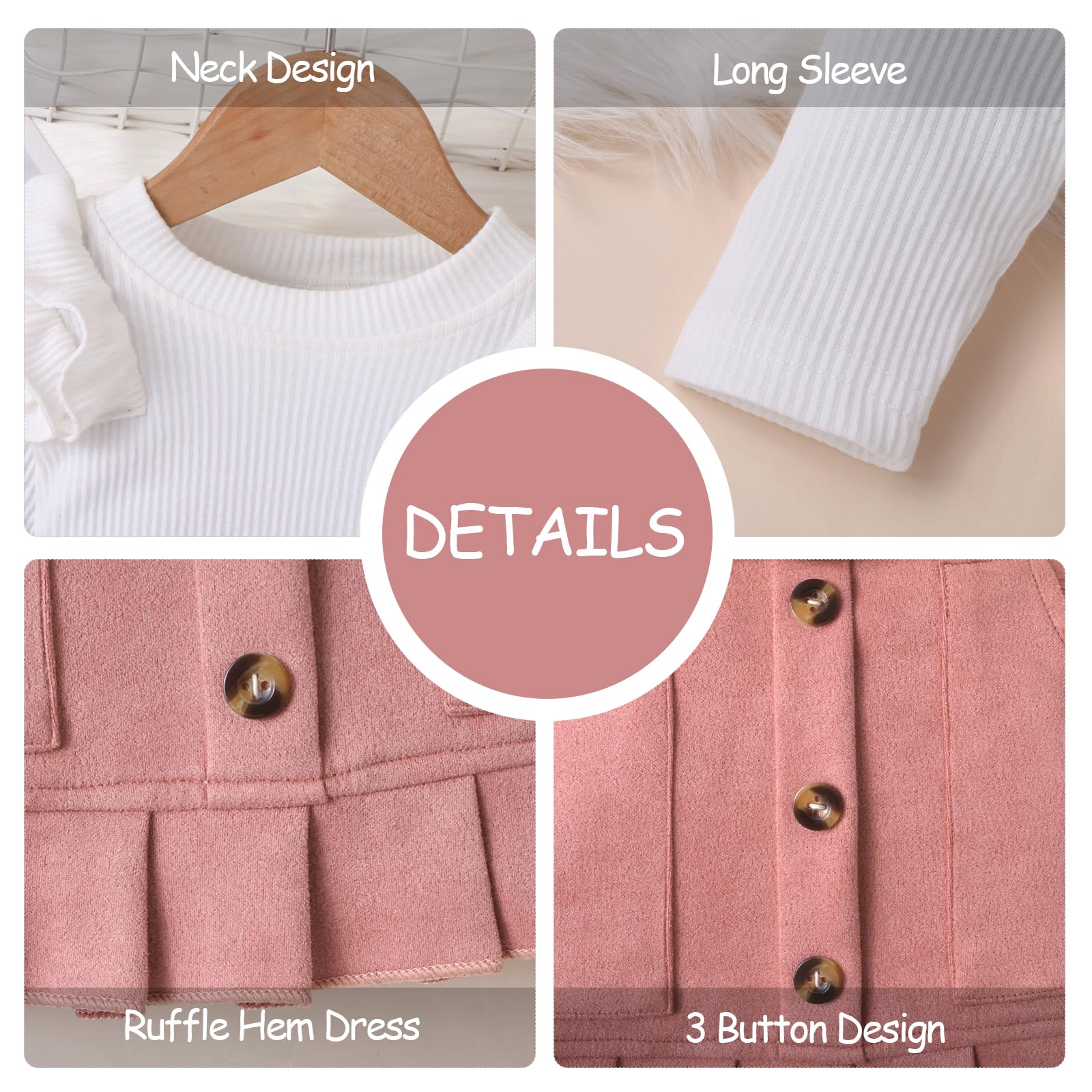 Conjuntos de Ropa para Niñas Pequeñas, Camisa de Manga Larga con Volantes y Minifalda con Lazo 2 Piezas Otoño e Invierno Trajes