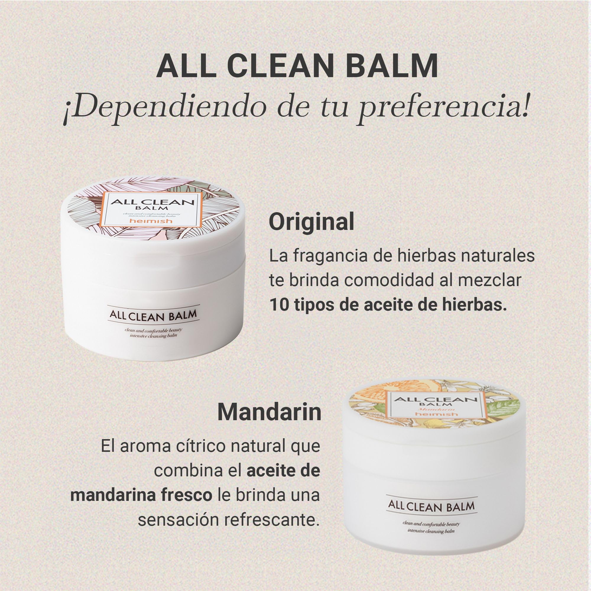 HEIMISH All Clean Balm 4.0fl.oz/120ml - Bálsamo limpiador multiusos | Desmaquillador, lavado facial, cuidado de poros, cuidado de puntos negros, humectante | Aceite aromático natural
