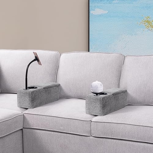 Miniatura 8 de ARMRESTO Reposabrazos multifuncional para sofá con soporte para tazas, reposabrazos de sofá con soporte de carga inalámbrica, organizador extraíble