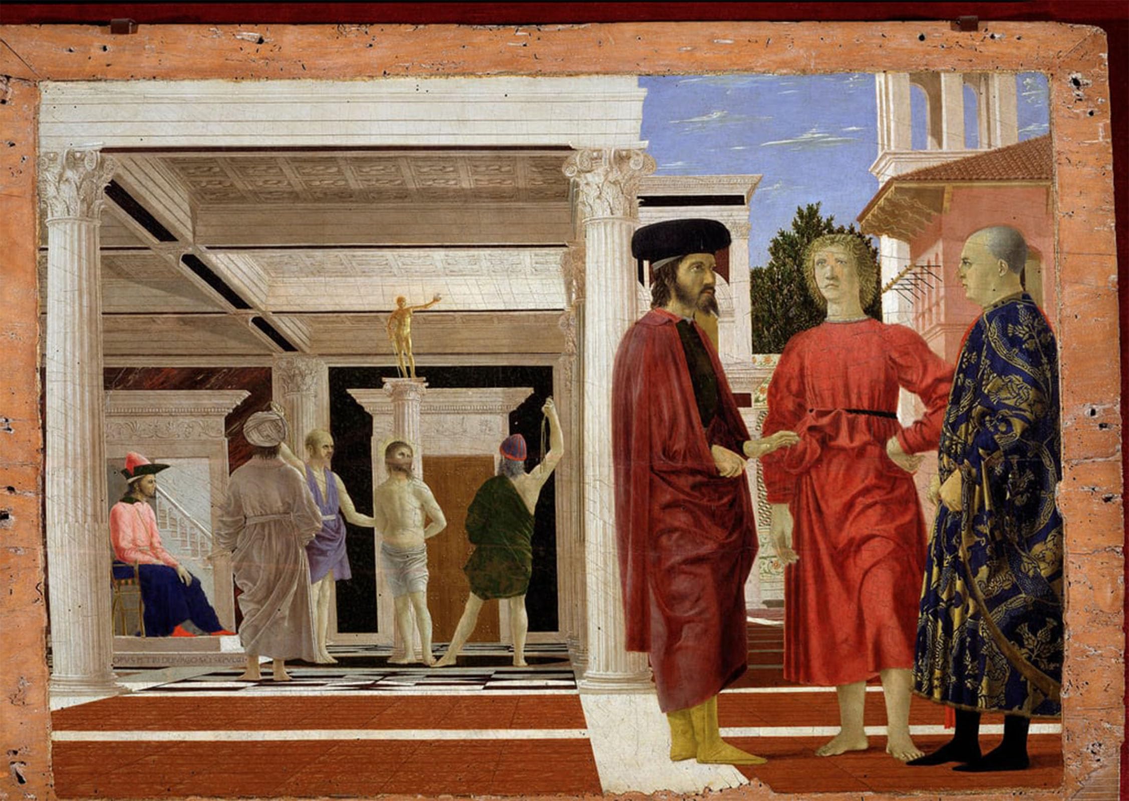 SERENDIPITP Abstract Painting Mural Print Picture Wall Decor Painting the Flagellation of Christ by Piero Della Francesca Vintage Wall Artwork for Home Decor 60x90cm