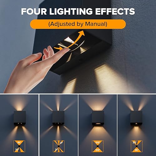 Miniatura 5 de LUTEC Paquete de 4 lámparas LED de pared modernas de arriba y abajo, aplique de pared de aluminio antioxidante para interiores y exteriores, 10W