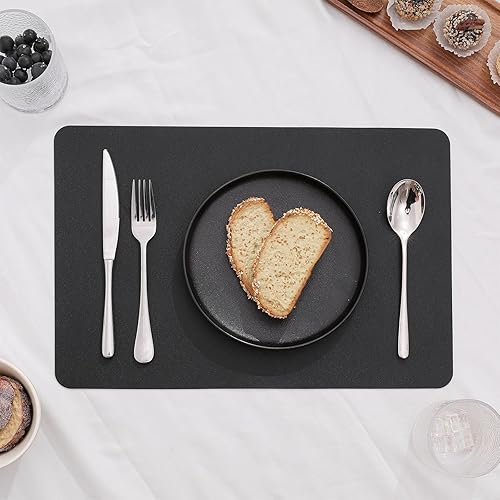 Miniatura 5 de SHACOS Juego de 6 manteles individuales de piel sintética resistentes al calor para mesa de comedor, antideslizantes, lavables, para cocina, mesa de