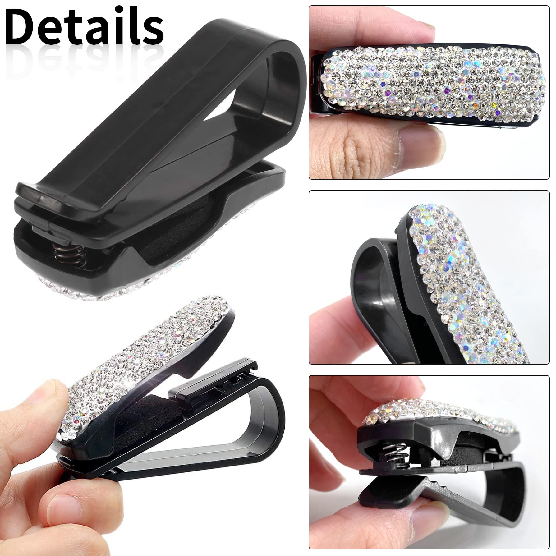 PTNKUIIY Brillenhalter Für Auto - 2er Set Mit Strass-Steinen In Rot