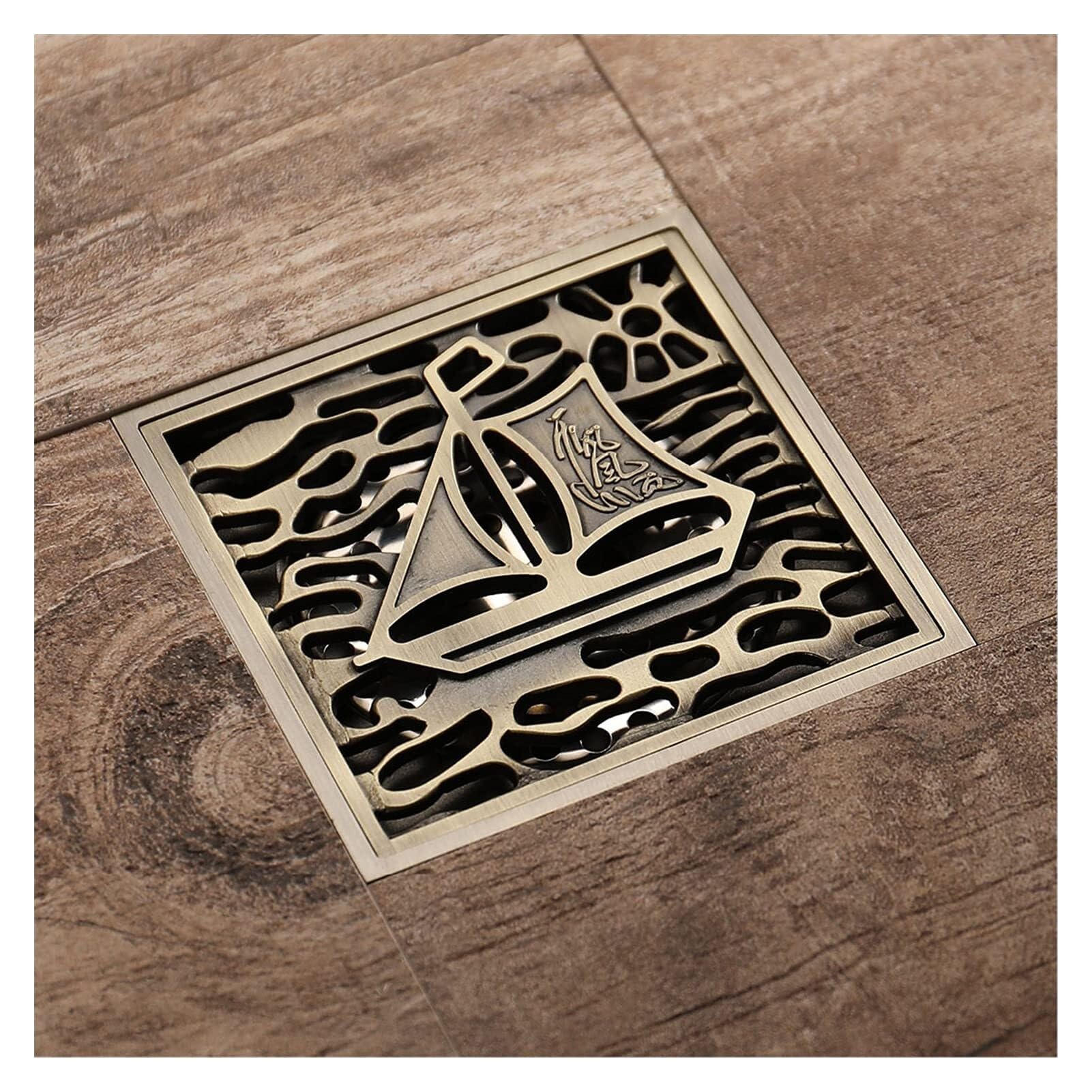 Floor Drain Floor Drain Cover Bathroom Square 10cm Antique Bronze Shower Brushed 4 Inches Gravity Flushing Balcony Drainage Drains(12)