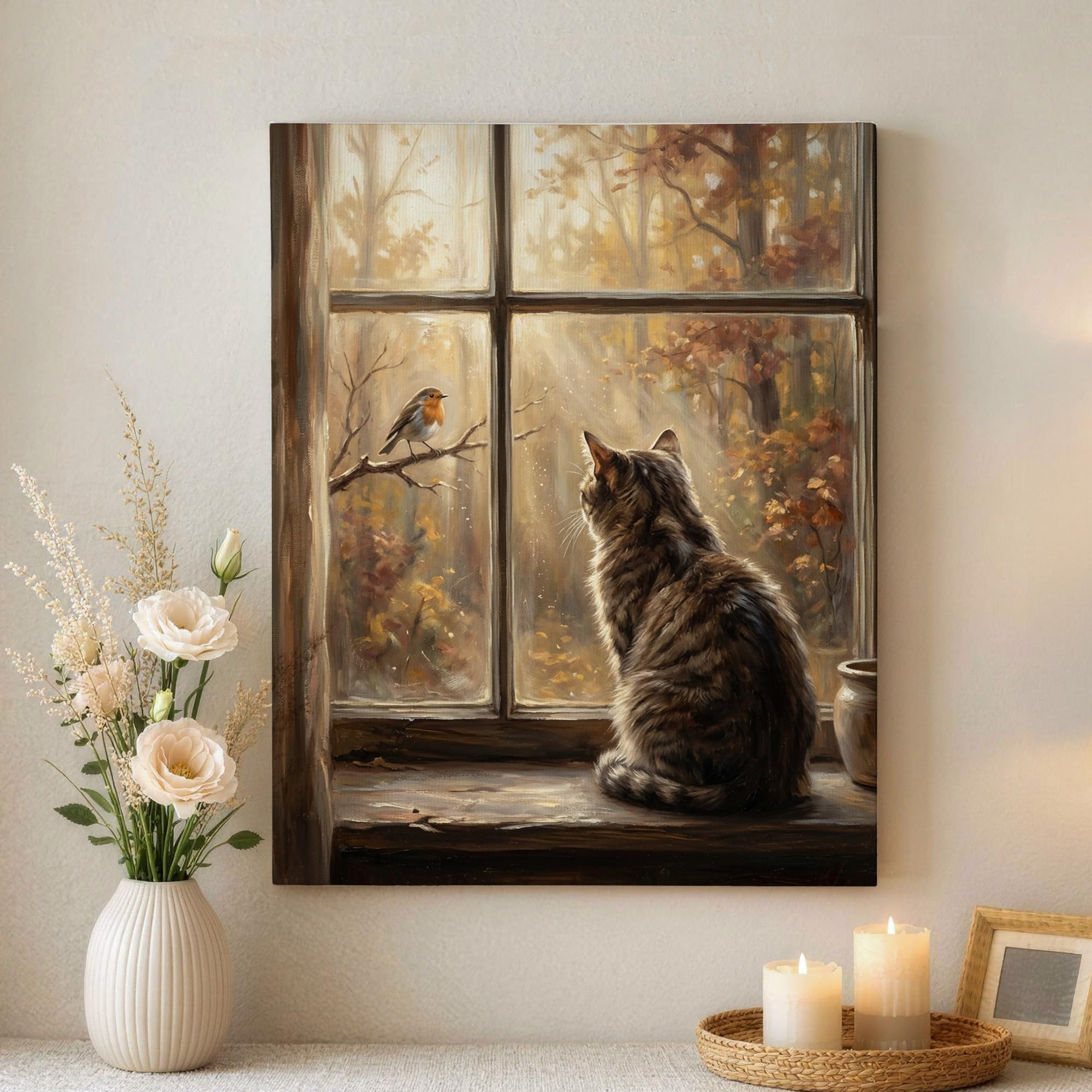 Lienzo de pared con diseño realista de ventana en color marrón exclusivo 8