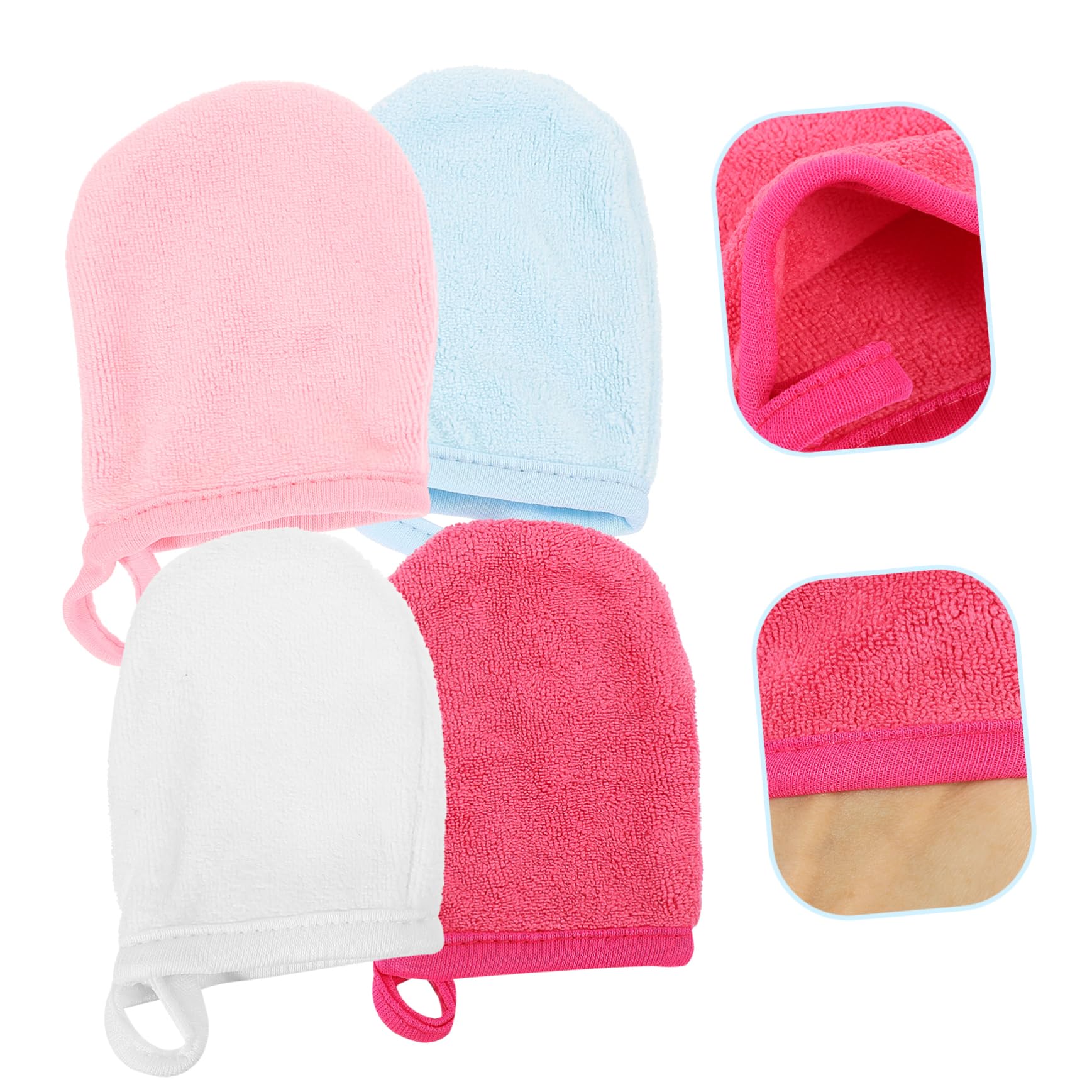 CALLARON 14 Sätze Handschuhe Waschen Gesichtsreinigung Ölig Handschuhe Reinigen Gesichts- Abschminkhandschuhe Handtücher Gesichtsmuster Make -up -entferner Superfeine Faser 4 Stück * 14