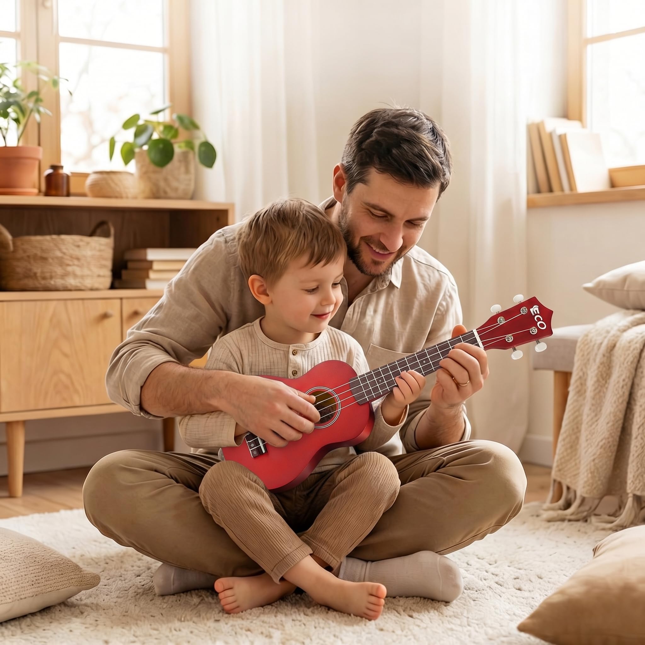 Kit de débutant ukulélé soprano pour enfants et débutants, Ukelele 21 pouces avec recueil de chansons, étui, sangle, accordeur, cordes et médiators