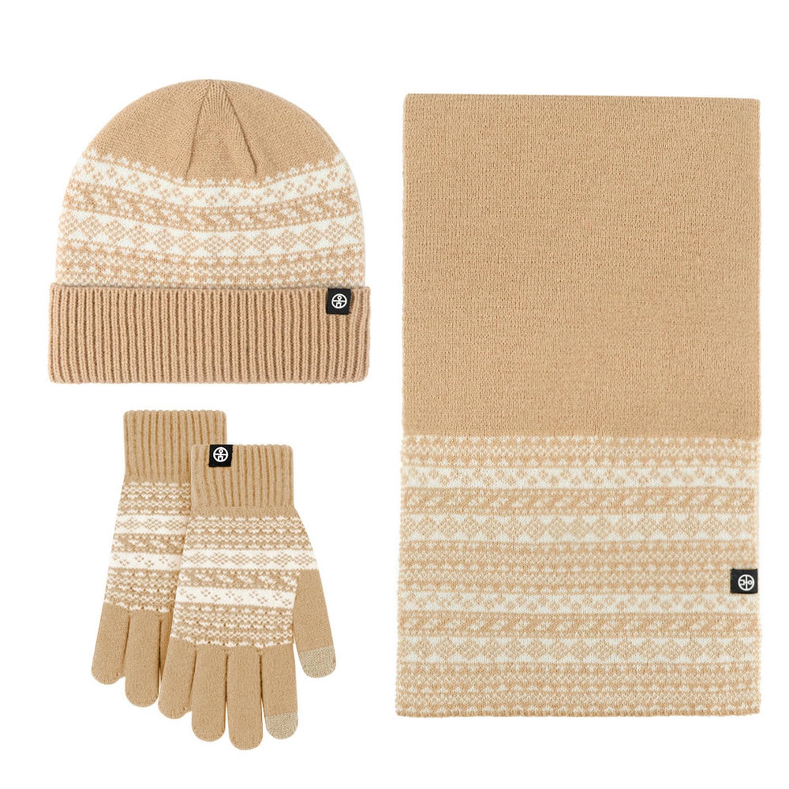 Wintermütze Schal Handschuhe Set Gestrickte Winterhandschuhe, Schals, Mützen Und Wollsets Für Wärme Schutz Vor Kälte-hx319 Schwarz