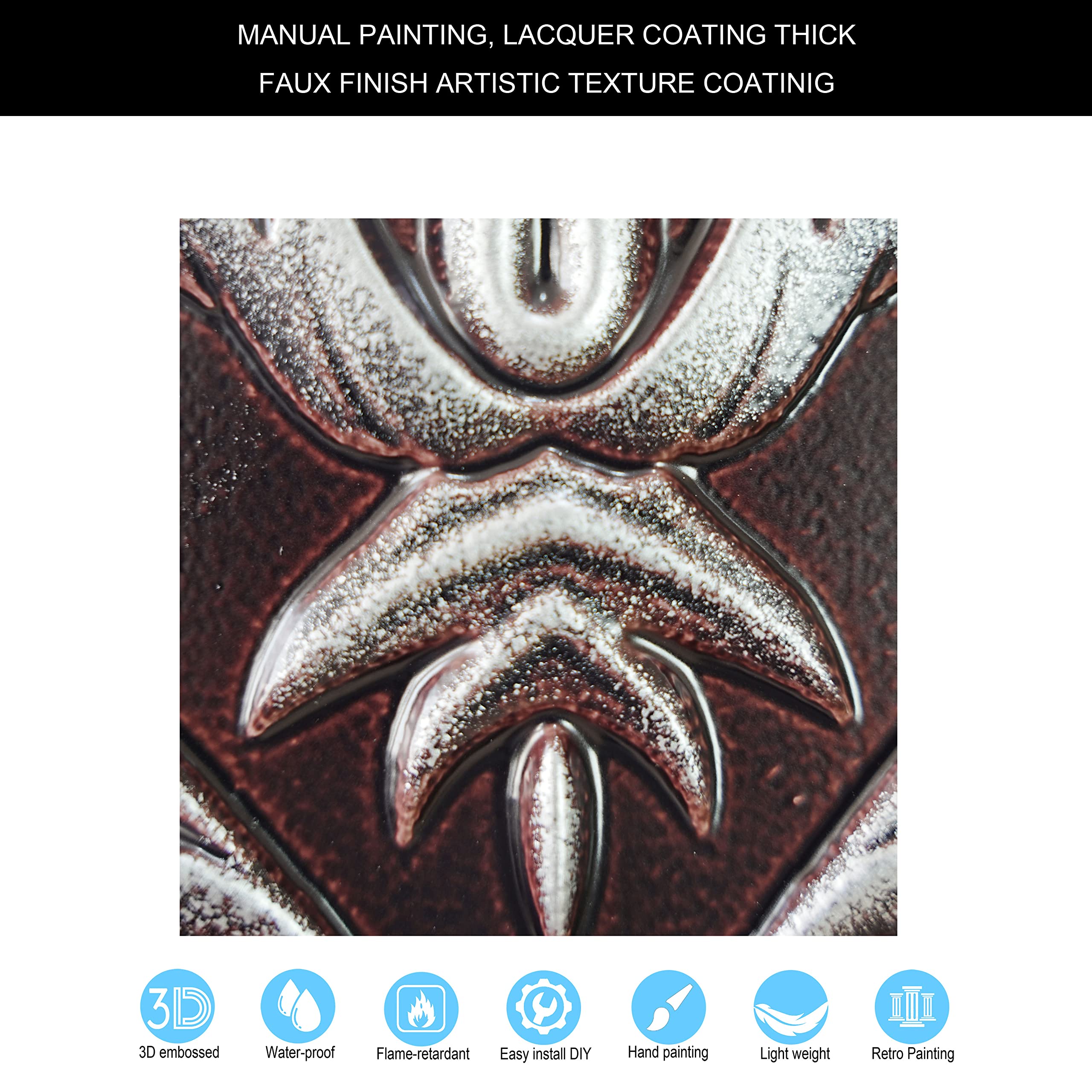 Panel de PVC para decoración de paredes，Decoración de arte con azulejos de techo de hojalata，(PVC de 24"x24")，PL70 Plata tradicional 10piezas
