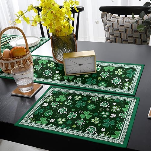 Miniatura 4 de Juego de manteles individuales verdes con camino de mesa a juego de arpillera de algodón y lino 4 manteles individuales  camino de 13 x 90 pulgadas