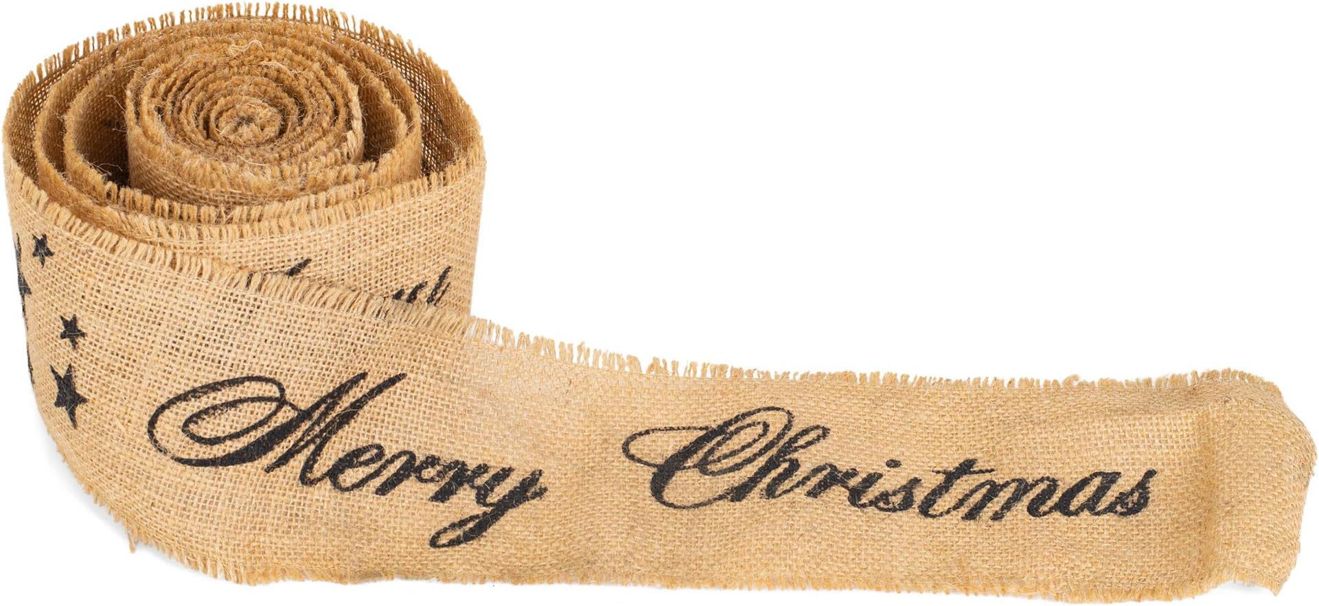 The Country House Collection Black "Merry Christmas" Ribbon, 4" x 10'