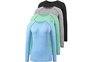 3-4 Pack Dry Fit Long Sleeve Tshirt for Women Workout Shirts Dri...