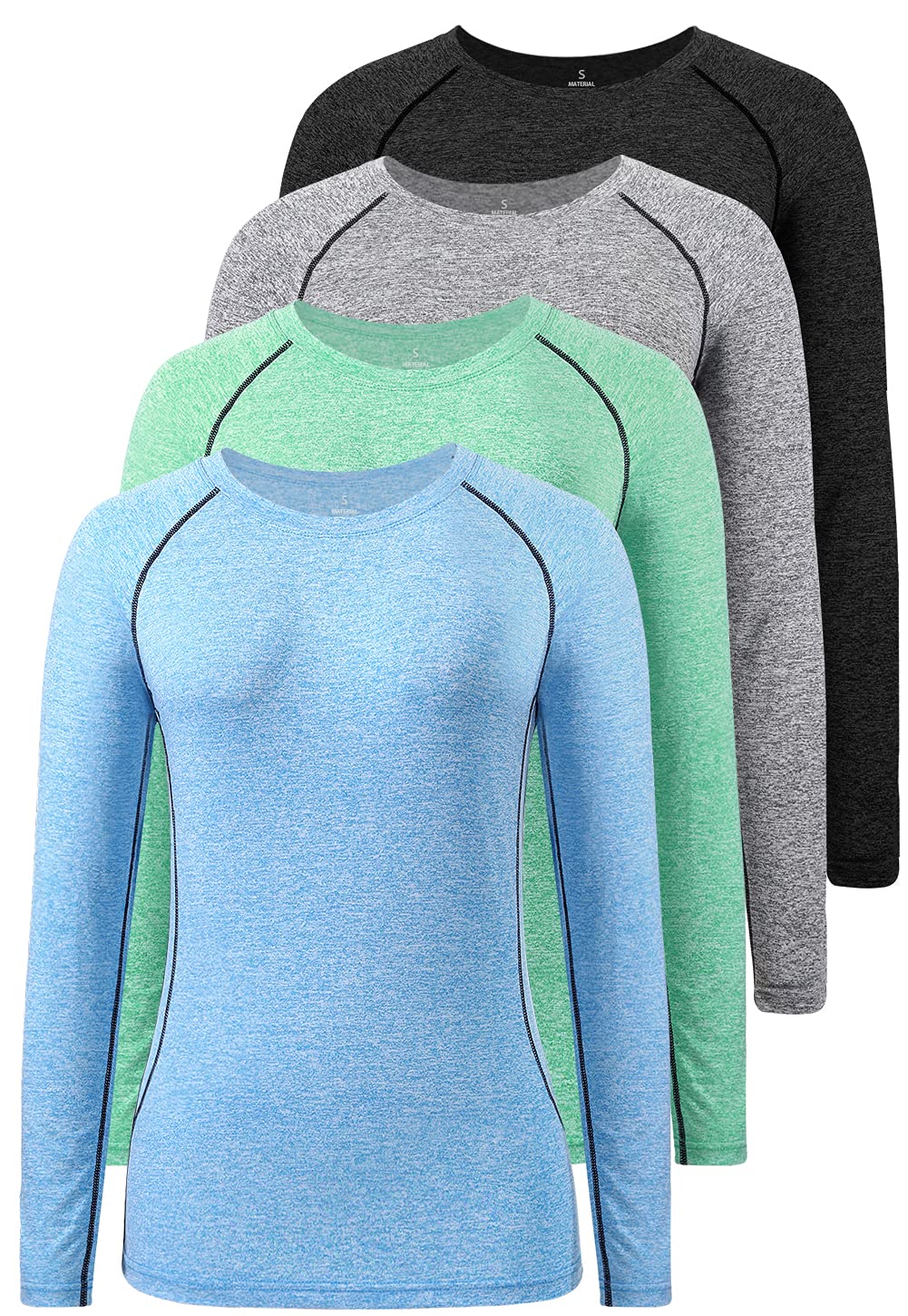 3-4 Pack Dry Fit Long Sleeve Tshirt for Women