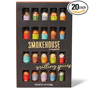 Smokehouse by Thoughtfully Ultimate Grilling Spice Set, Grill Seasoning Gift Set Flavors Include Chili Garlic, Rosemary and Herb, Lime Chipotle, Cajun Seasoning and More, Pack of 20