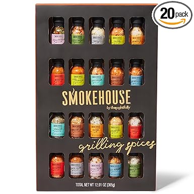 Smokehouse by Thoughtfully Ultimate Grilling Spice Set, Grill Seasoning Gift Set Flavors Include Chili Garlic, Rosemary and Herb, Lime Chipotle, Cajun Seasoning and More, Pack of 20
