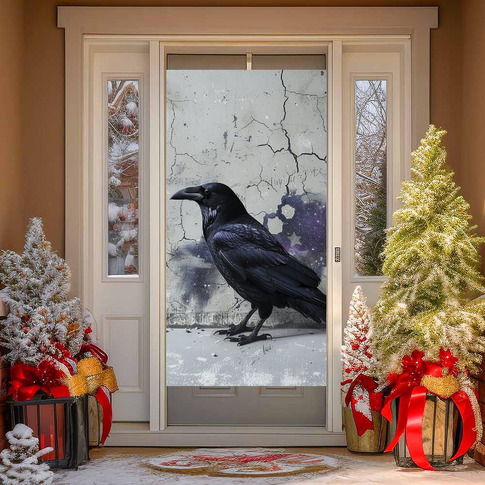 NTVOWPZO Crow on The Ground Door Curtains for Doorway Privacy Dividers Door Banner Blackout Curtains Fabric Door Window Curtain for Home Bedroom Kitchen Decor 35.4x70.9 in Decorative Banner