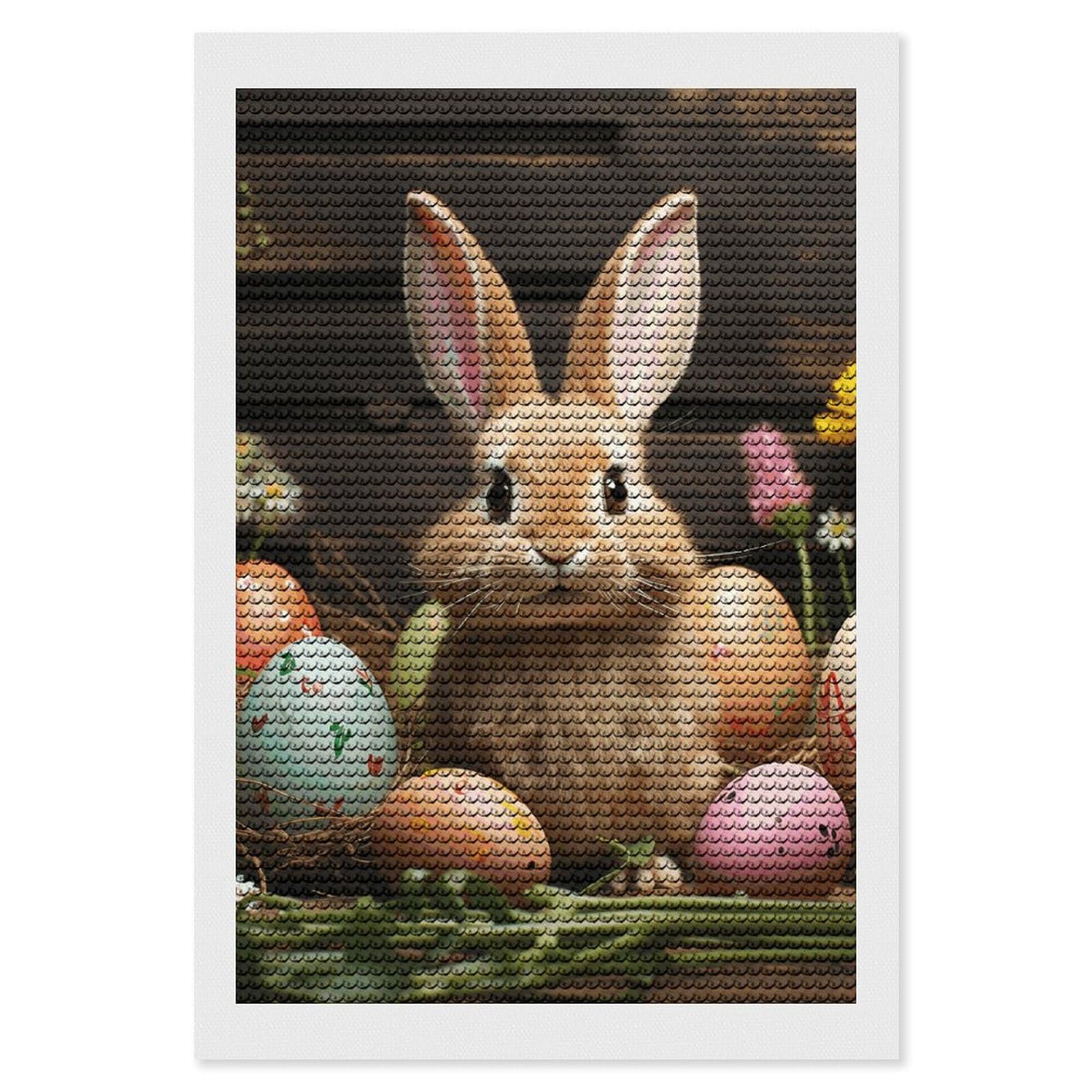 Easter Egg Bunny Diamond Painting Kits for Adults, DIY 5D Diamond Painting Kits for Beginners, Round Full Drill Diamond Dots Paintings, Diamonds Pictures Gem Art for Crafts Home Decor 8"x12"