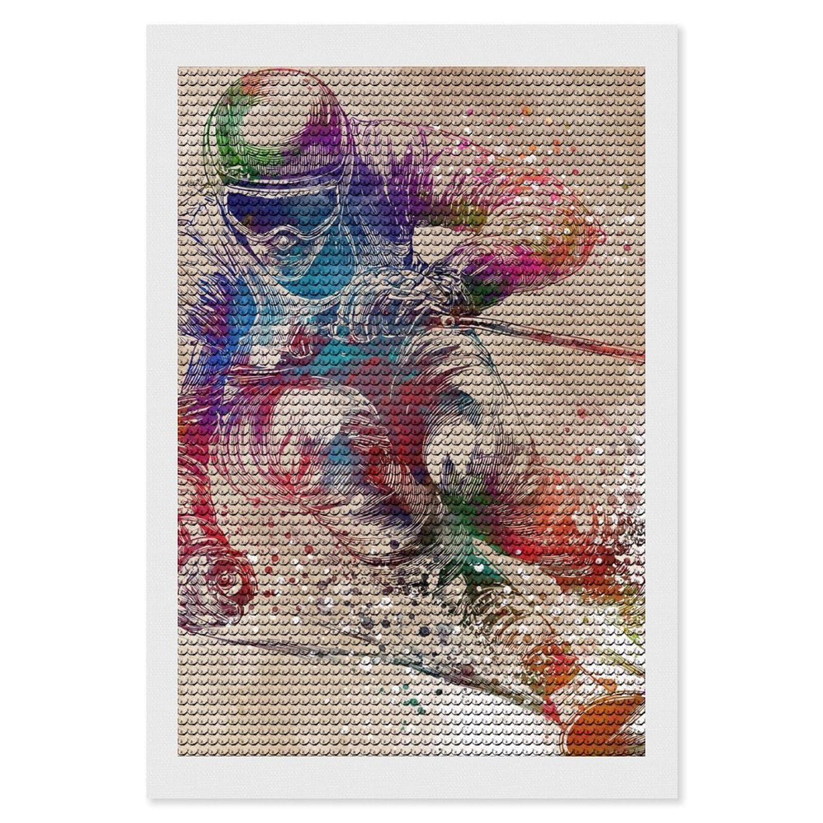 Junmoney Watercolor Skiing Artwork Diamond Art Kit 8"x12", for Beginners, Vintage Style Decor, Good for Quiet Evenings, Festive Craft Gift