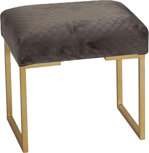 Cortesi Home Allium otomana con patas doradas pintadas, 19 pulgadas de ancho, terciopelo gris