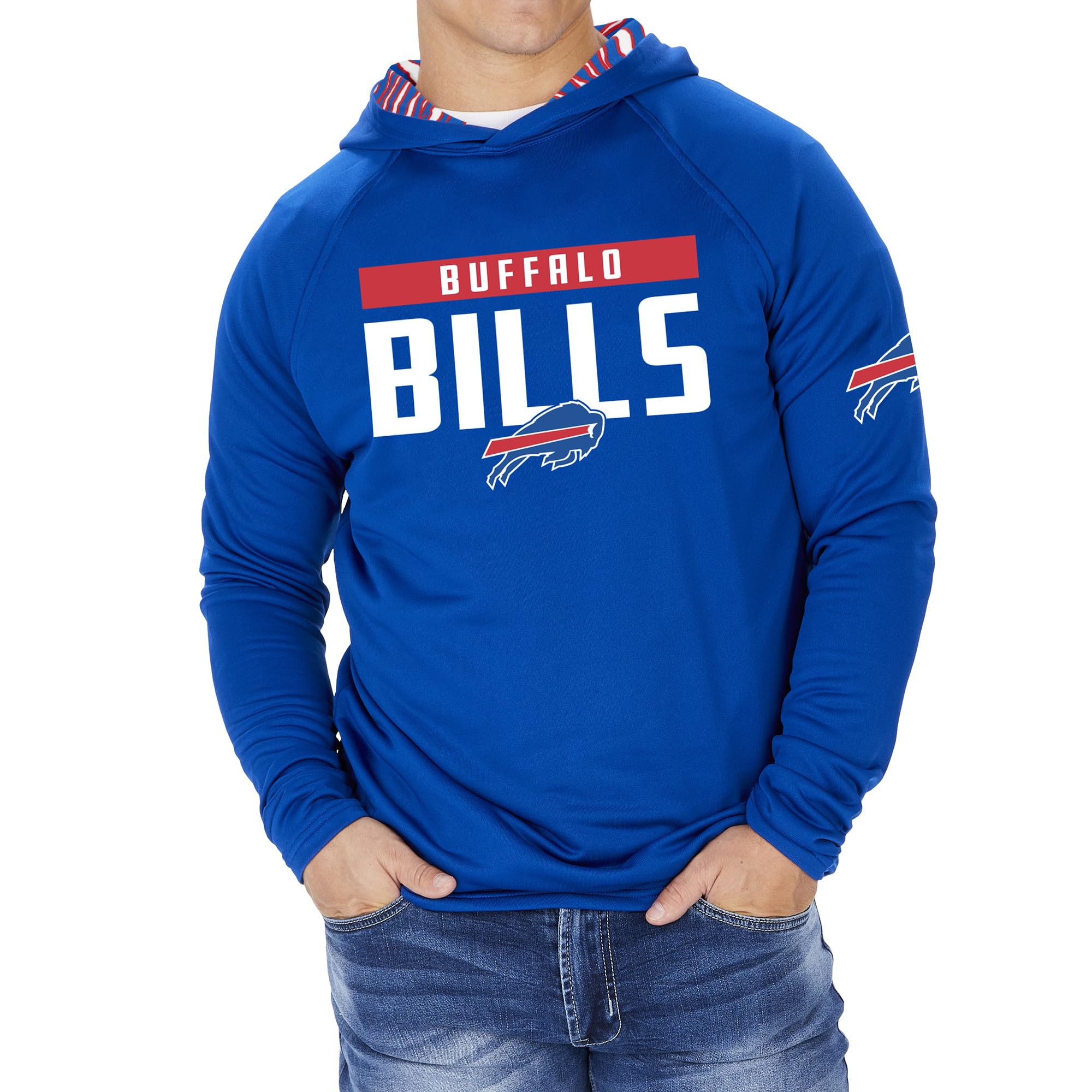 Zubaz NFL Football Men's Solid Team Hoodie with Camo Lined Hood and Sleeve Graphic — view 87