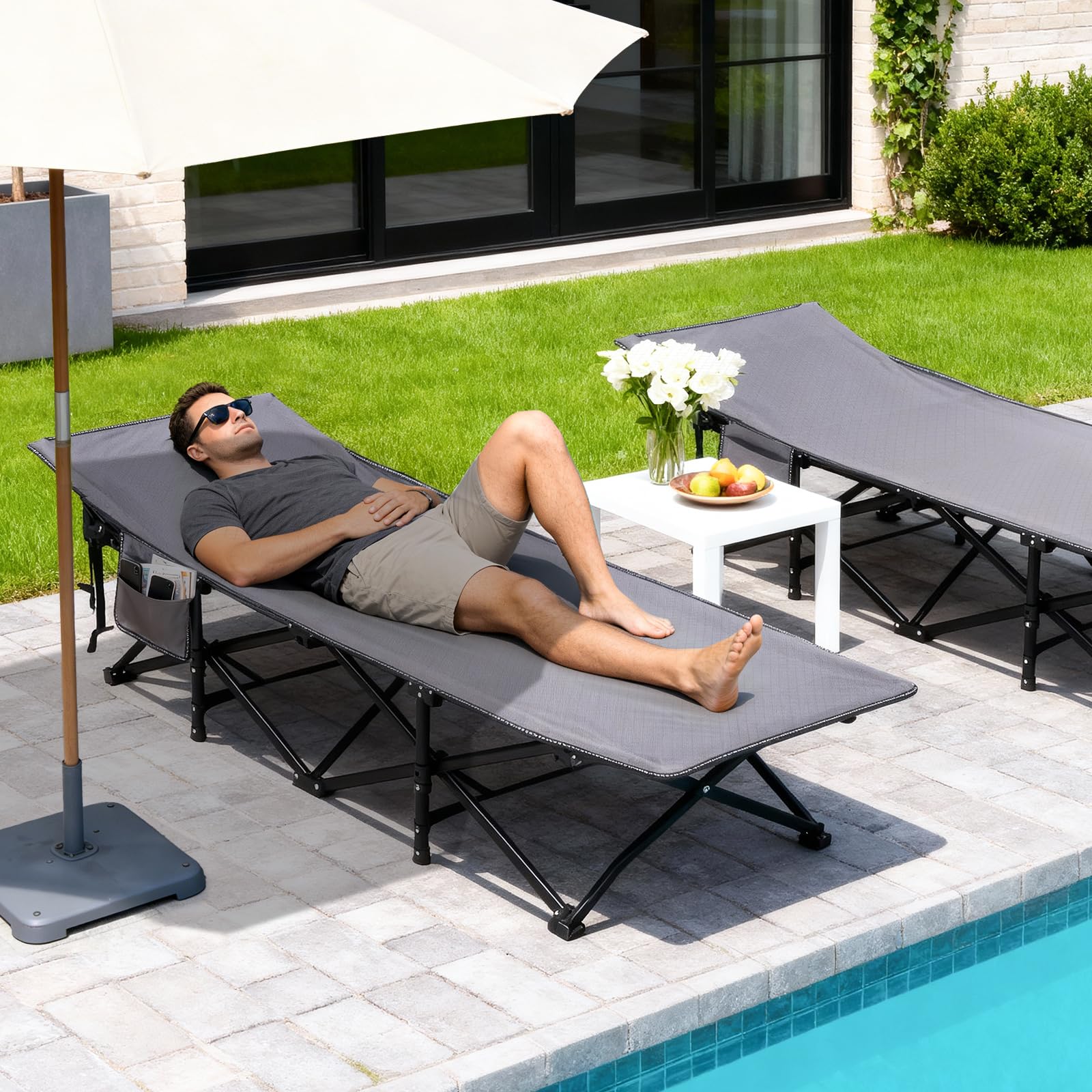 Sekey Letto da campeggio pieghevole XXL, 190 x 71 x 35 cm, extra largo, con tubi in acciaio rinforzato e tessuto Oxford di alta qualità, ideale come lettino da pesca e campeggio