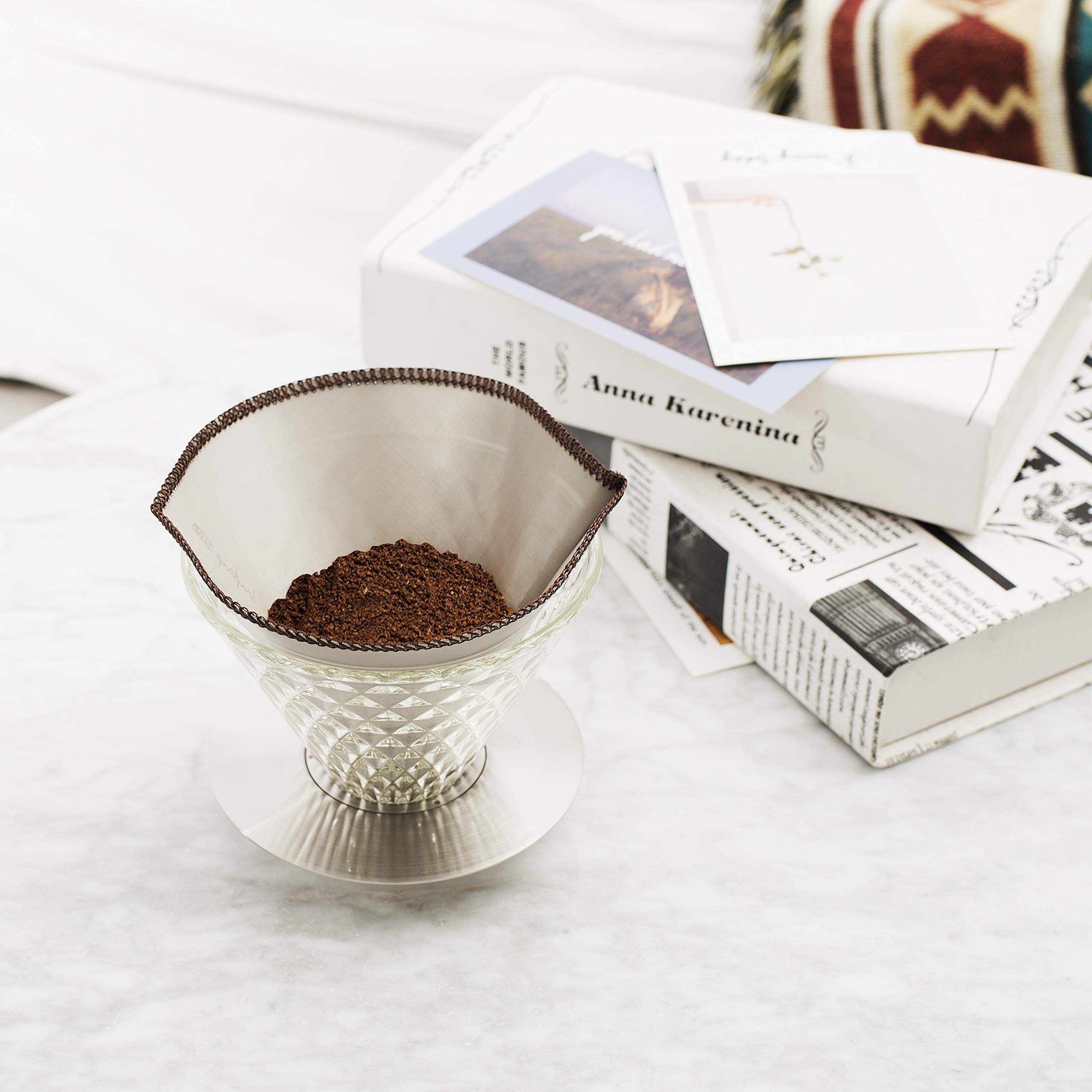 dripdrip Foldable permanent filter for pour over coffee made of fine stainless steel mesh (hand filter + permanent filter) - Image 4
