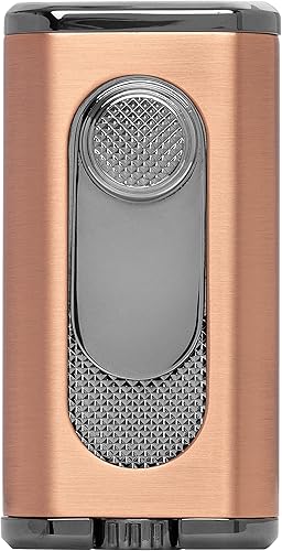 Miniatura 3 de Xikar Verano - Encendedor de cigarros de llama plana, atractiva caja de regalo, elegante construcción de metal, bronce vintage