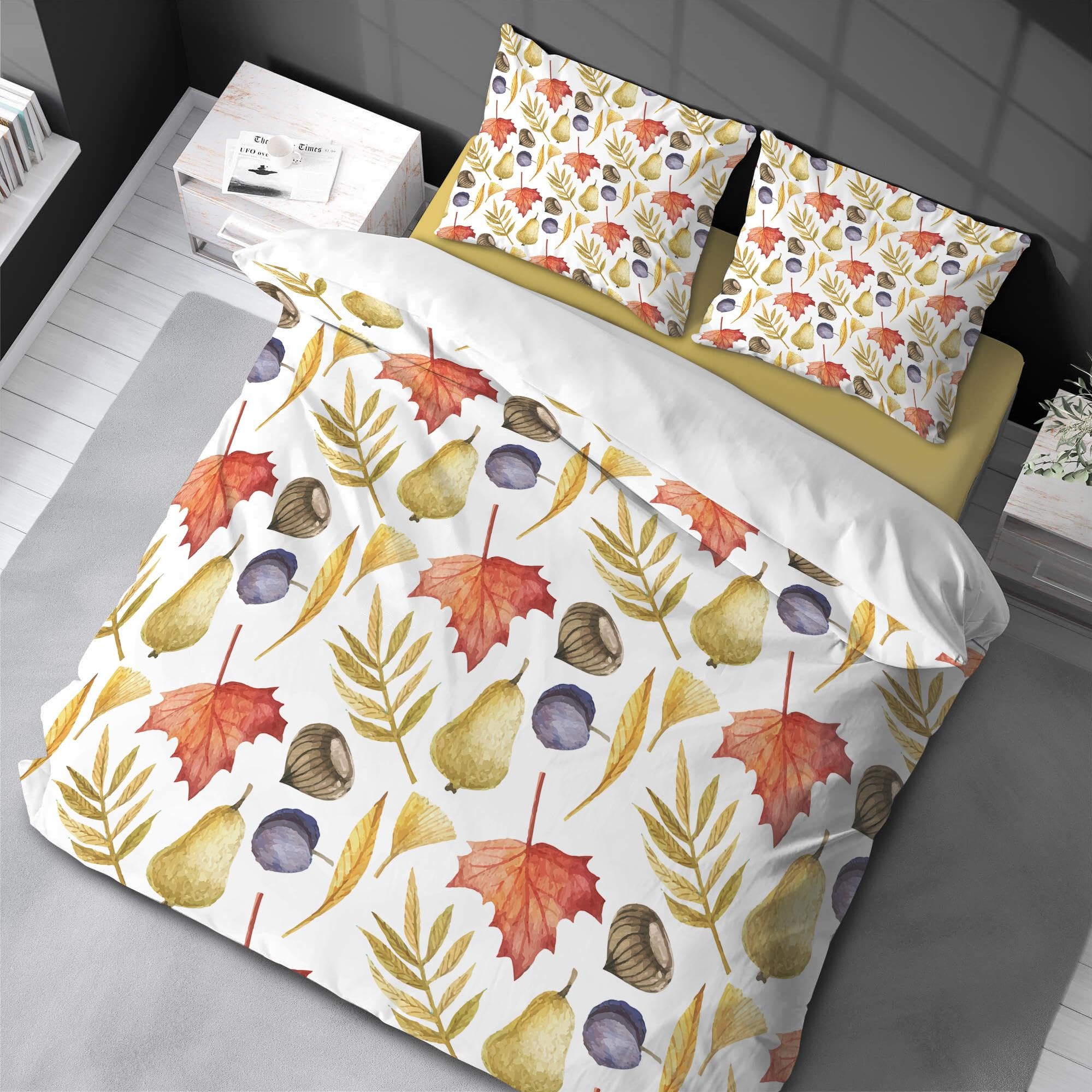 Housse de couette 150 x 200 cm motif feuilles pour des nuits douces et sereines