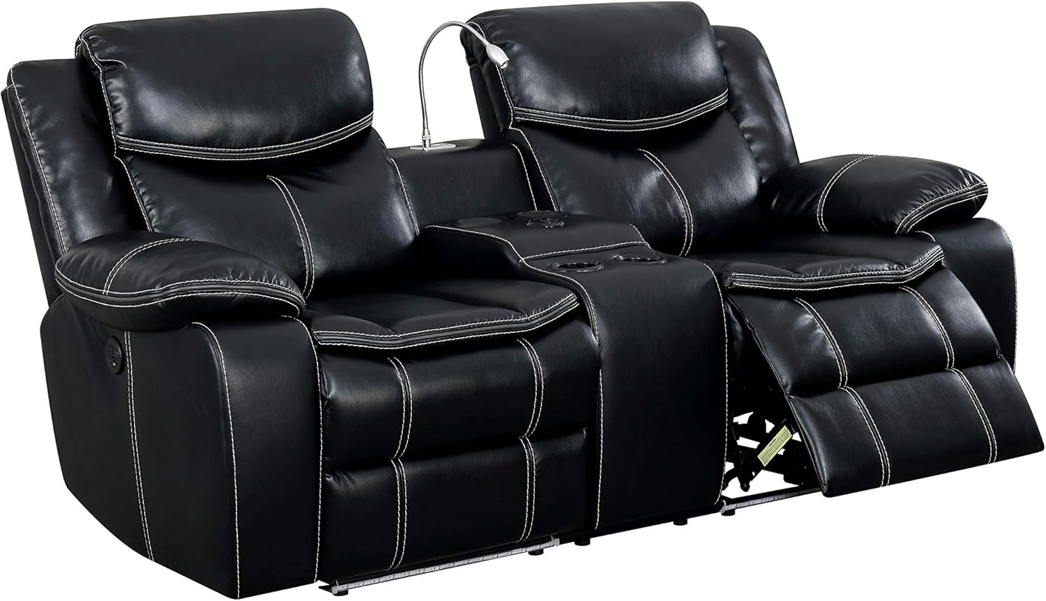 24/7 Shop at Home Cadell Contemporary Upholstered 2-Piece Reclining Sofa Set, Black