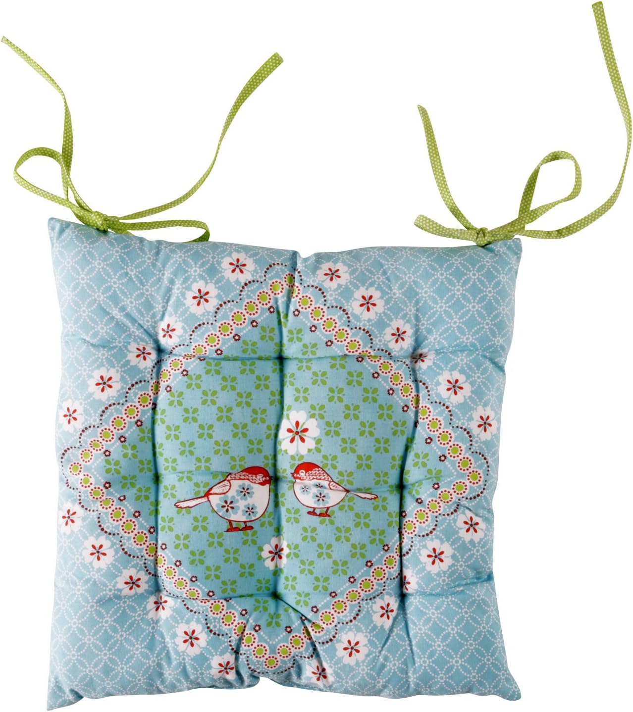 Stuhlkissen zum Binden, 40x40 cm, Baumwolle, Robin, blau grün, Overbeck