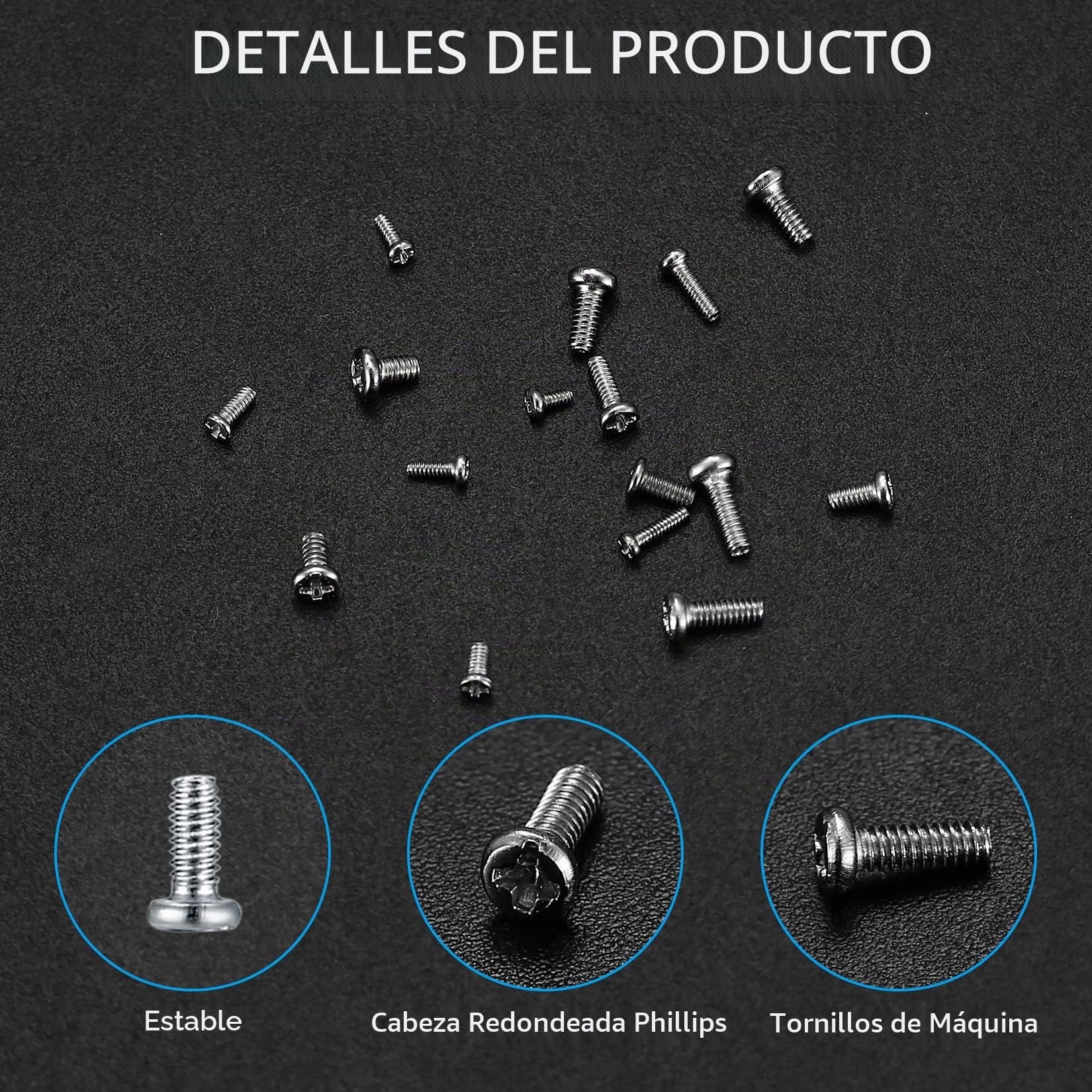 800 unidades, Juego de mini tornillos, M1, M1,2, M1,4, M1,6, M1,7, tornillos pequeños, autorroscantes, minúsculos para reparación de gafas, relojes, ordenadores portátiles