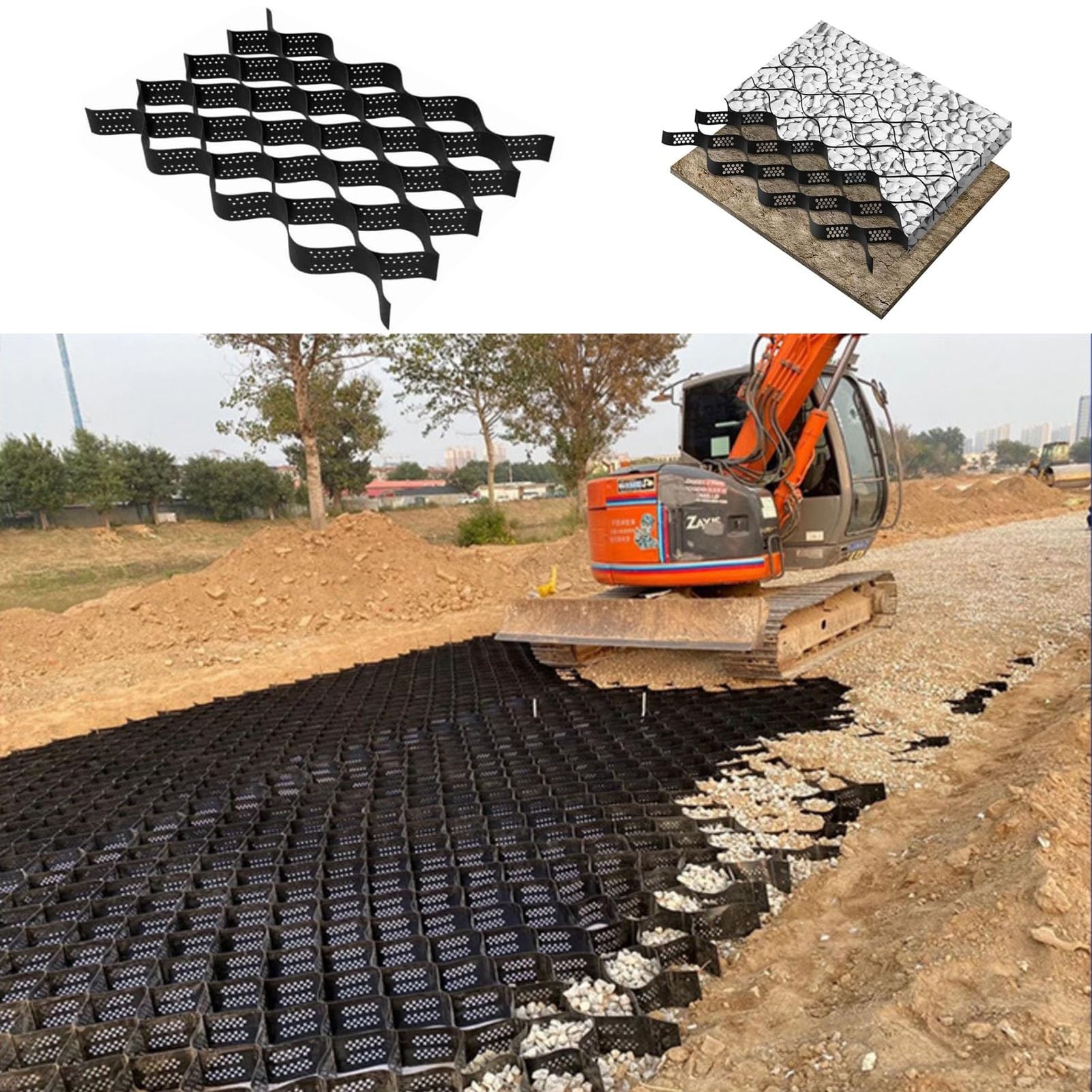 Stabilizzatore de Ghiaia Stabilizzatore per Pavimentazione a Griglia di Terreno/Ghiaia, Geocella per Griglia di Percorso Permeabile per La Costruzione di Carreggiate, Griglia per Vialetto a Nido D'ape