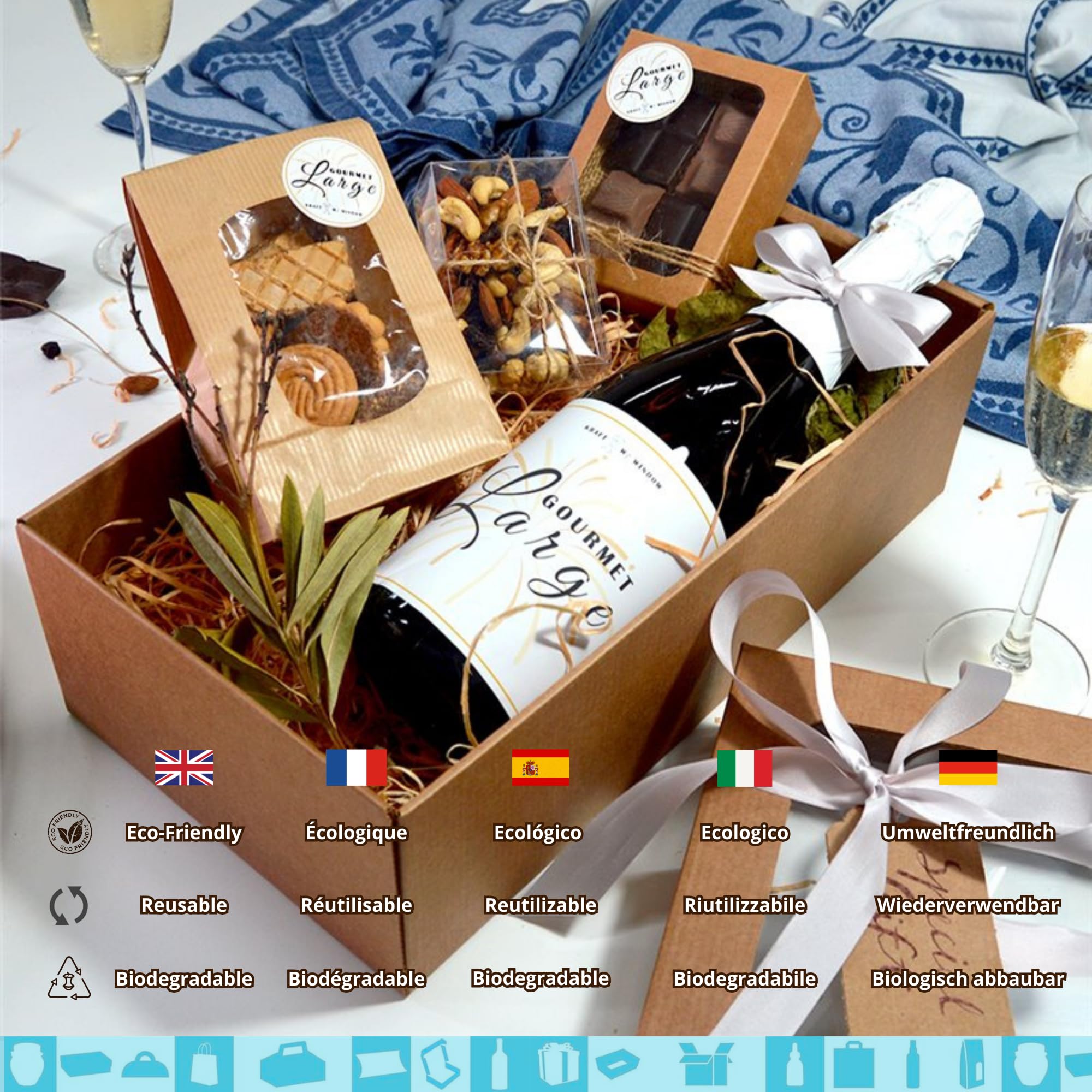 Cajas de Regalo de Cartón Kraft con Ventana Transparente - 25 Unidades - 350x190x105 mm - Perfecto para Regalos Personalizados de Navidad, Cumpleaños, Recuerdos, Repostería, Tartas, Cupcakes