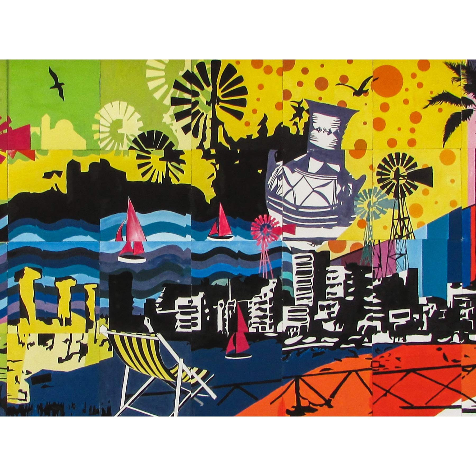 Graffiti-Wandbild Paralimni Sekundär-Zyprus großer Kunstdruck auf Leinwand