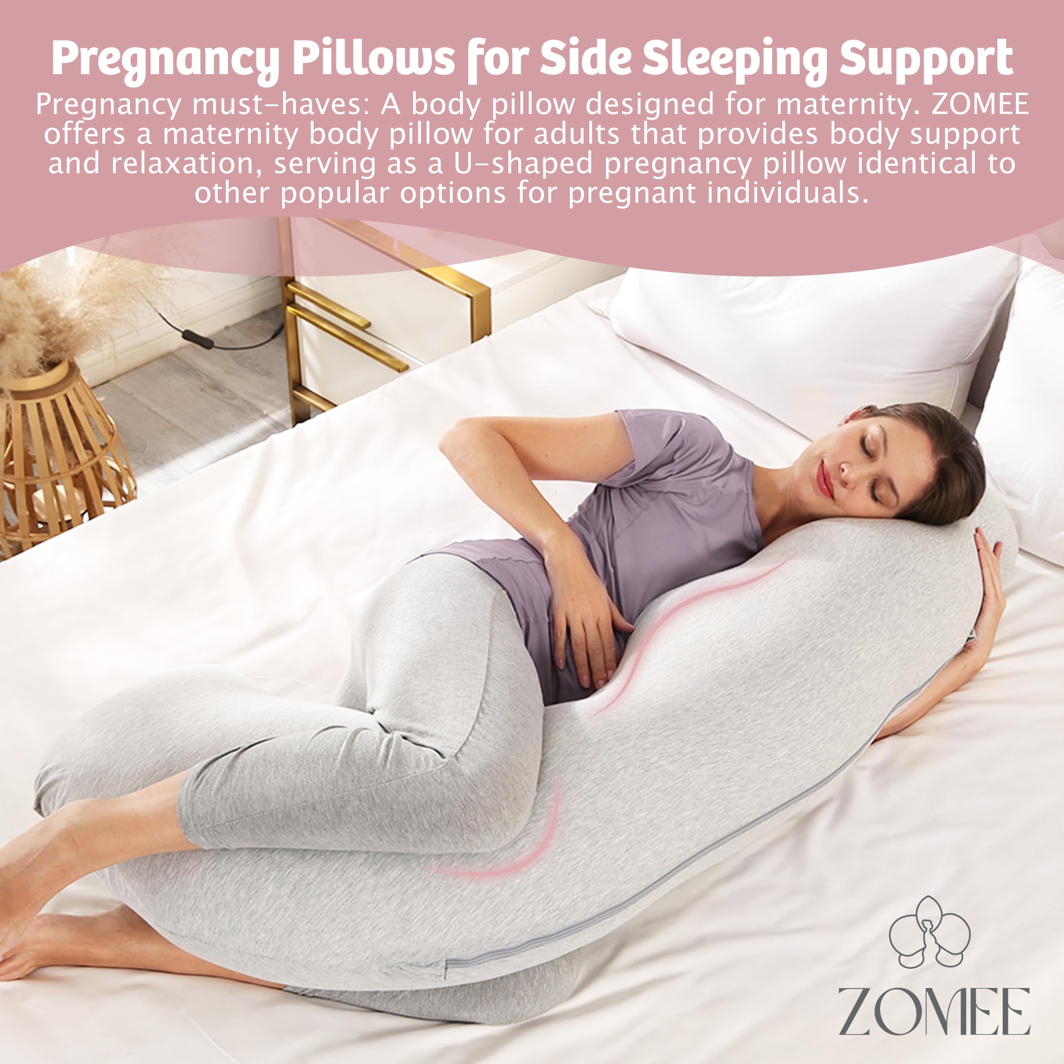 U-Shaped Pregnancy Pillow, Pure Cotton Maternity Pillow, Full Body Pregnant  Women Pillow, Extra Comfort Oversize-57x 32 Inches, Suitable For Back